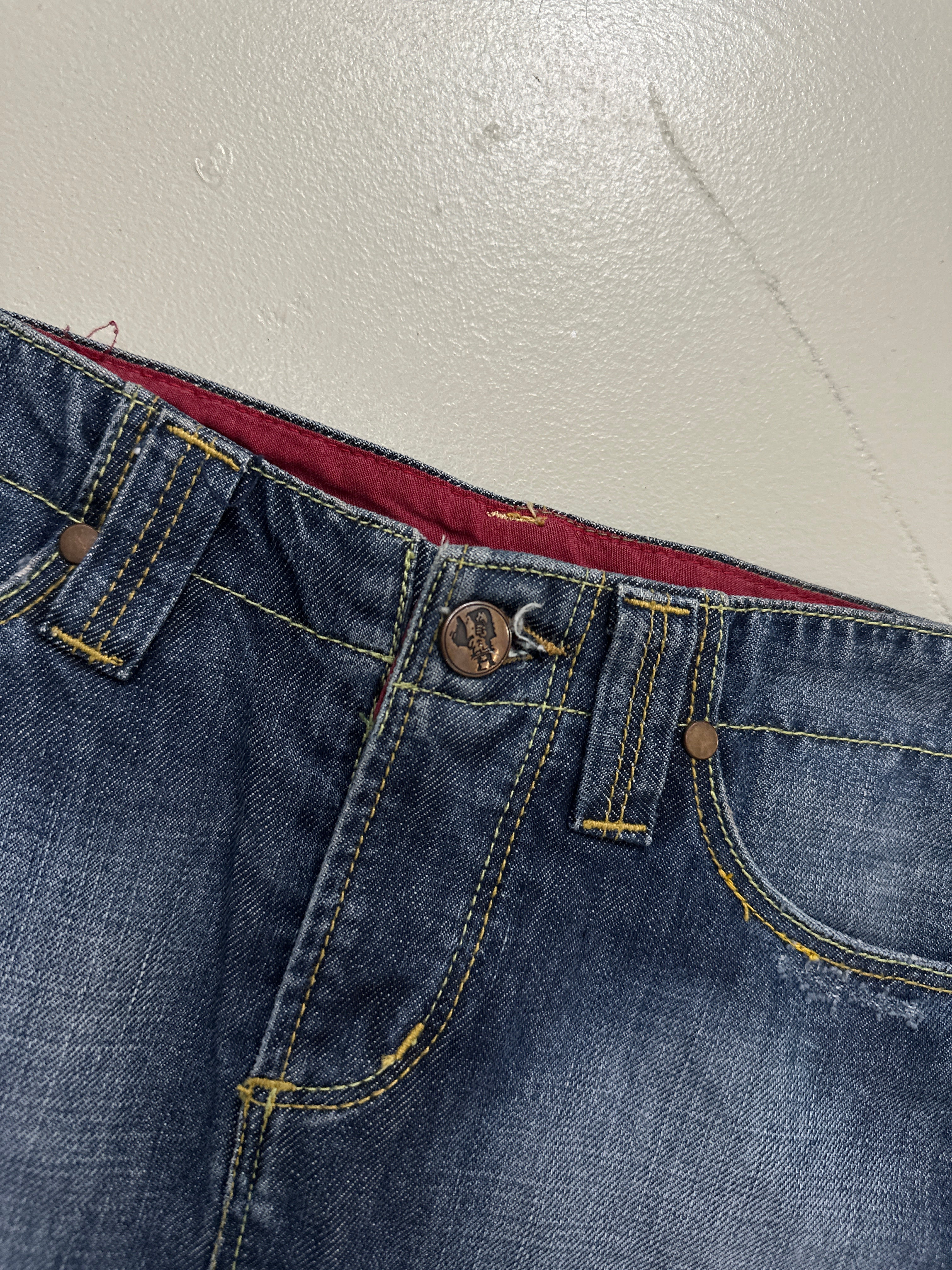 Vintage Tribal Print Denim Mini Skirt S/M