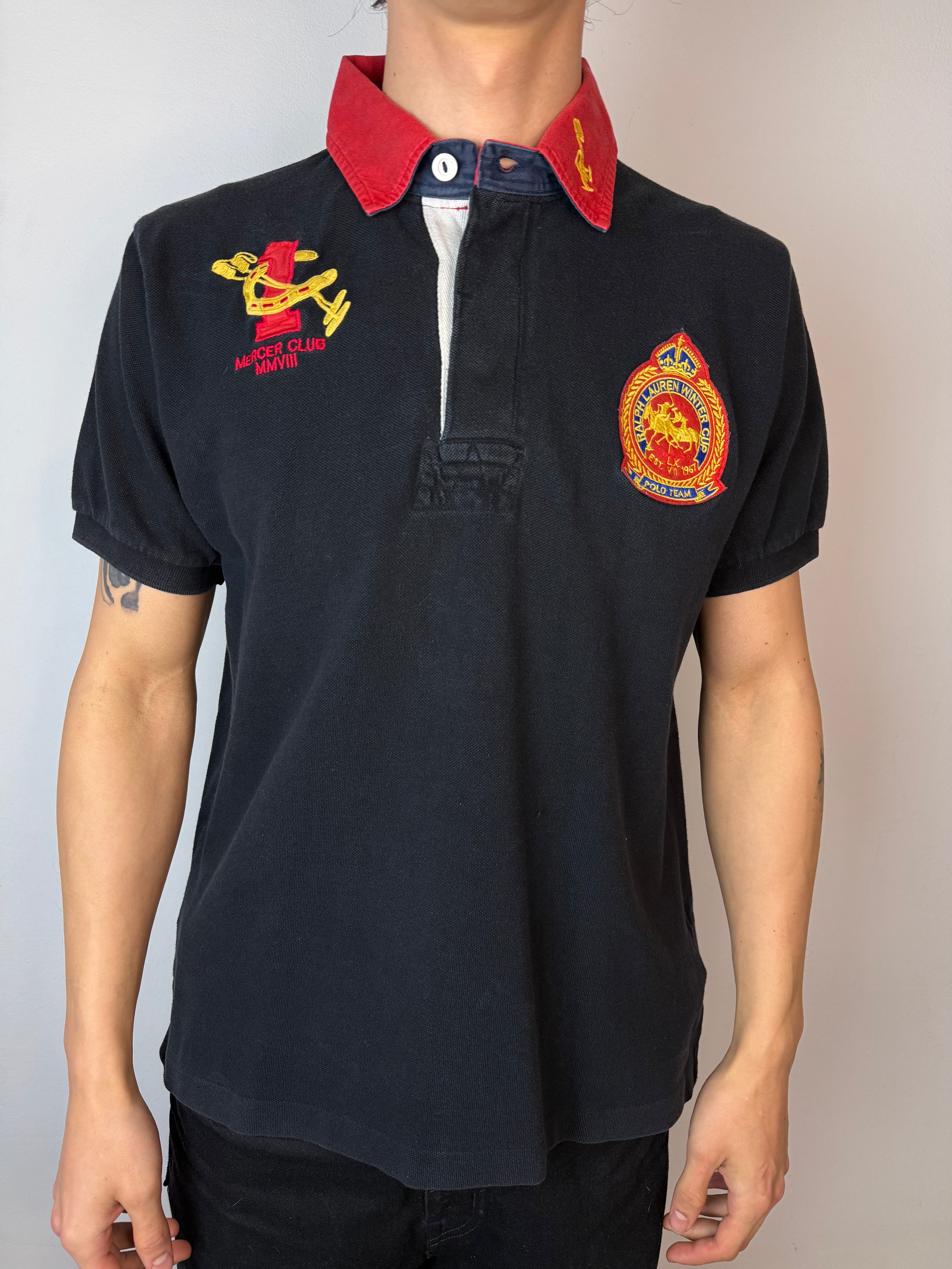 Tragebild von Vintage Polo Ralph Lauren Mercer Club Polo Shirt M/L von vorne 