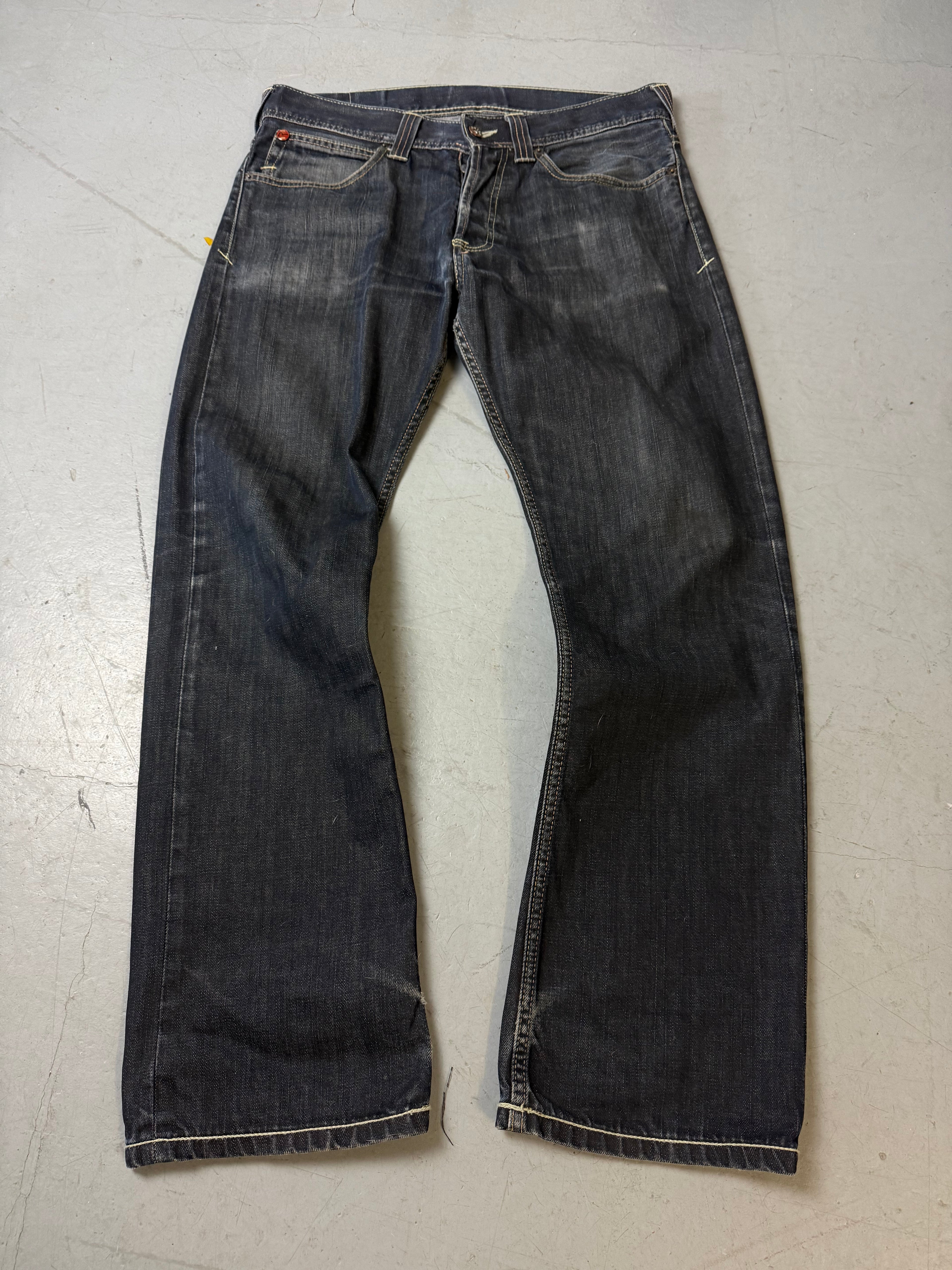 Vintage Evisu x Puma Dark Grey Baggy Denim für Herren. Y2K Second Hand 2000s Fashion