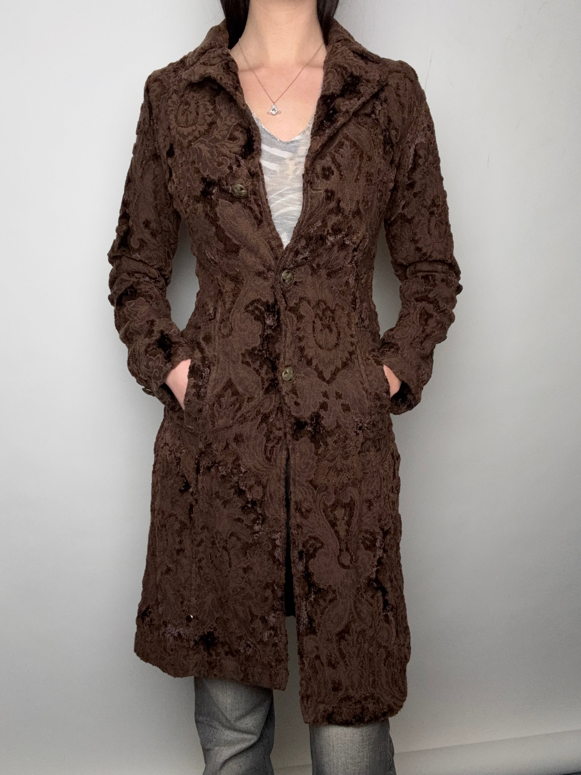Vintage Sisley Brown Floral Coat M