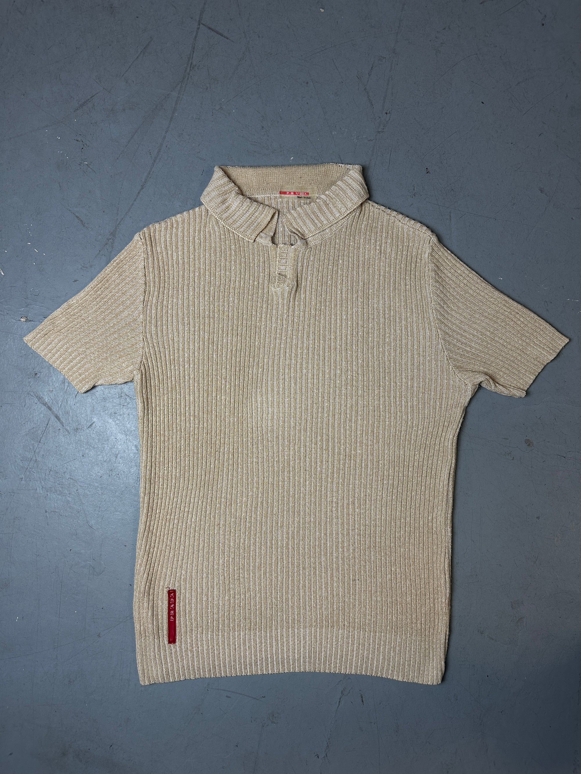 Produktbild von Vintage Beige Prada Knit Tee von vorne