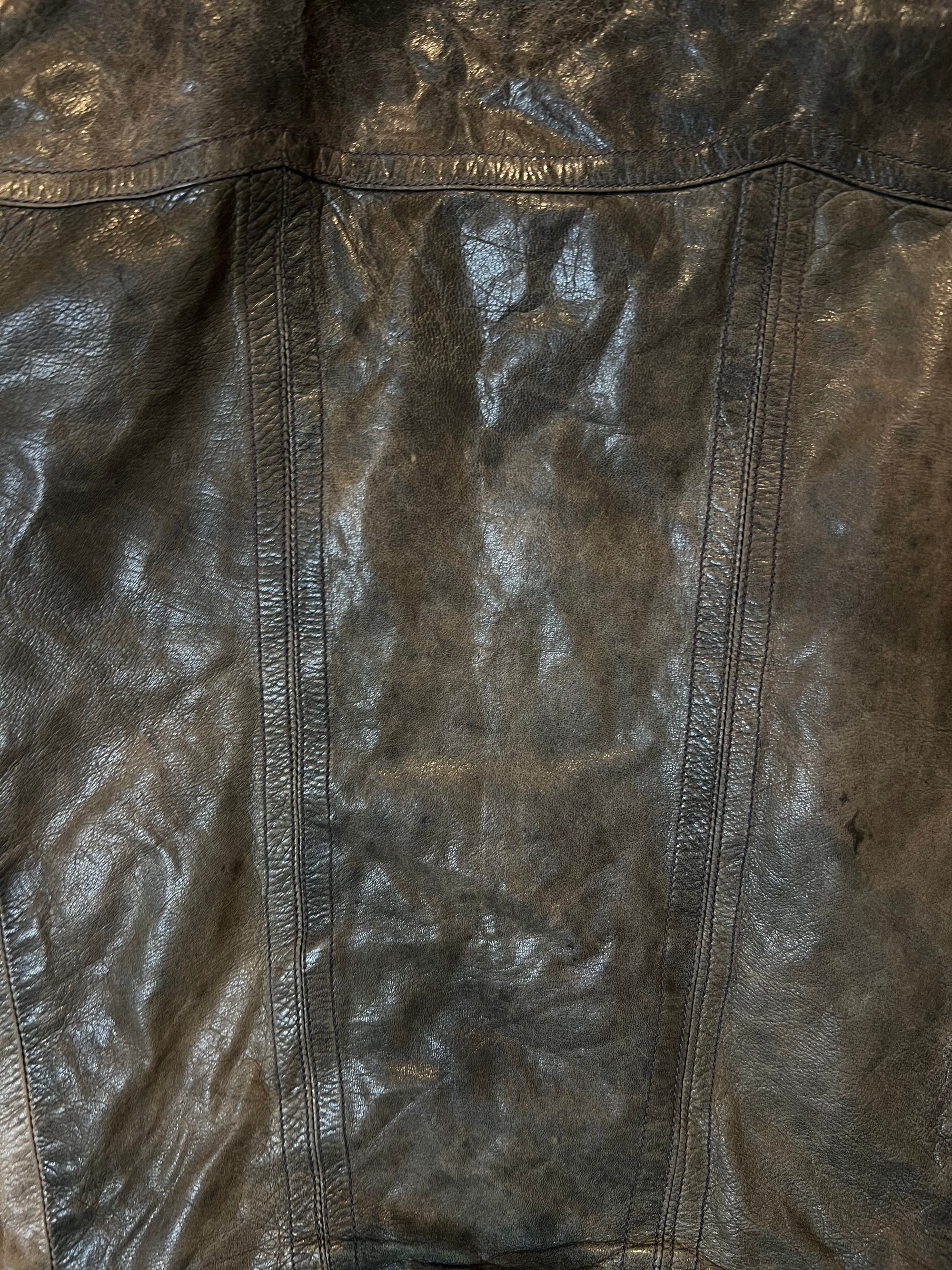 Vintage Gray/Green Italian Leather Jacket S