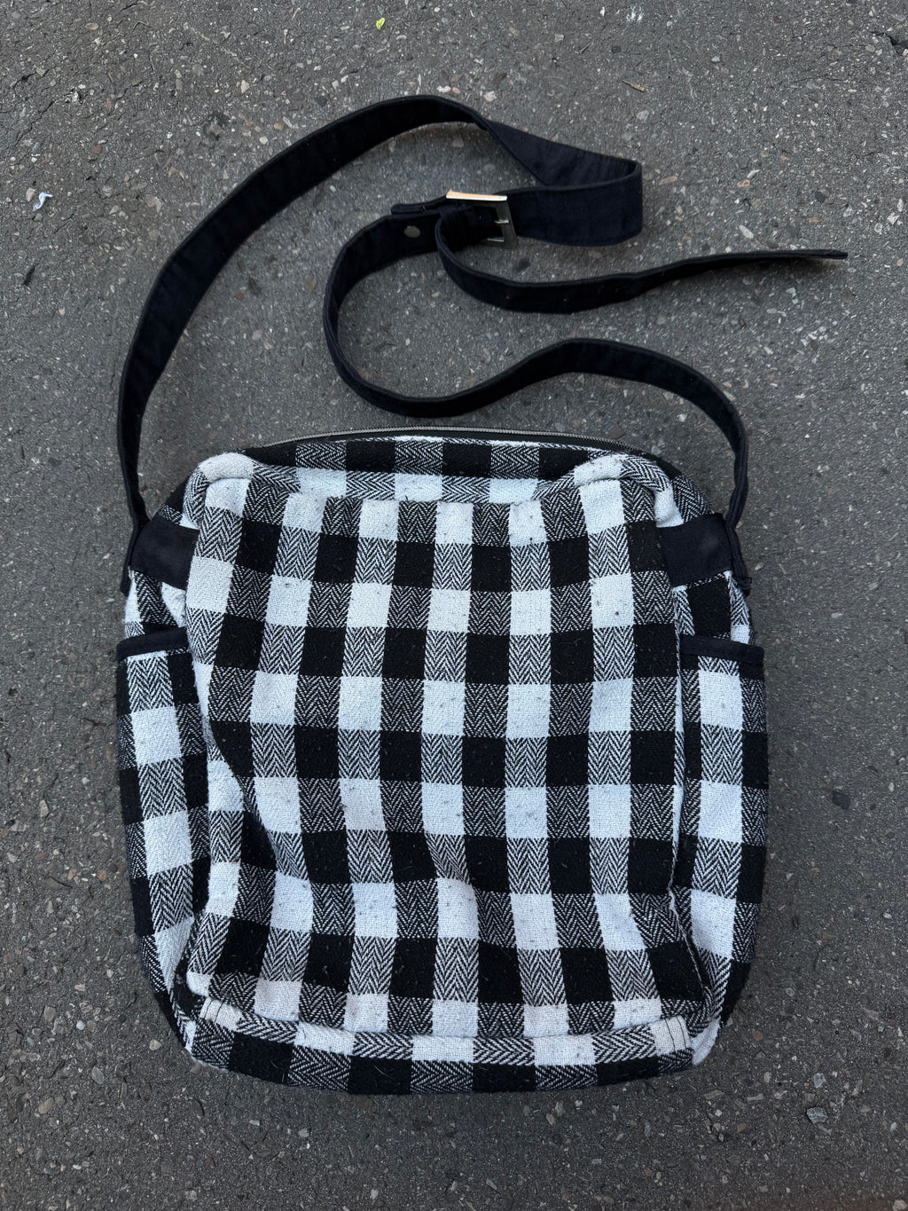 Vintage Converse Black and White Chequered Crossbody Bag