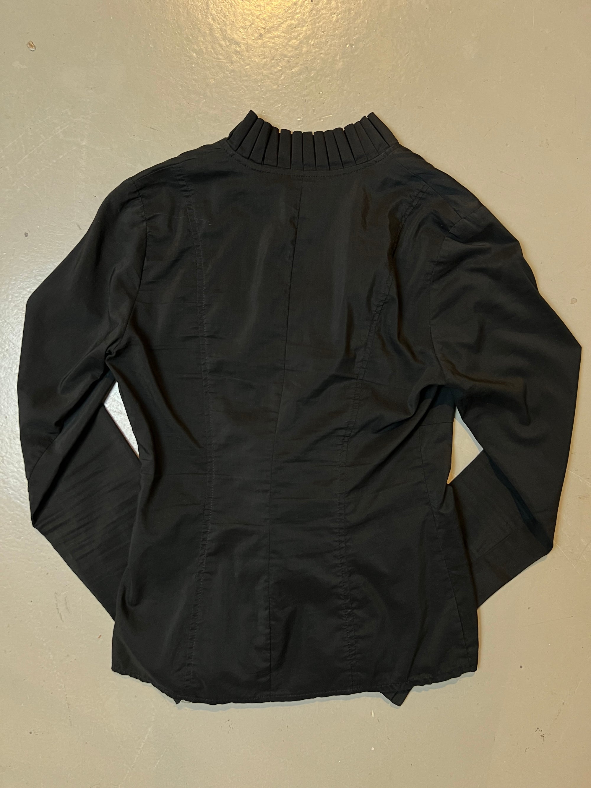 Vintage Black Ruffled Colar Blouse S
