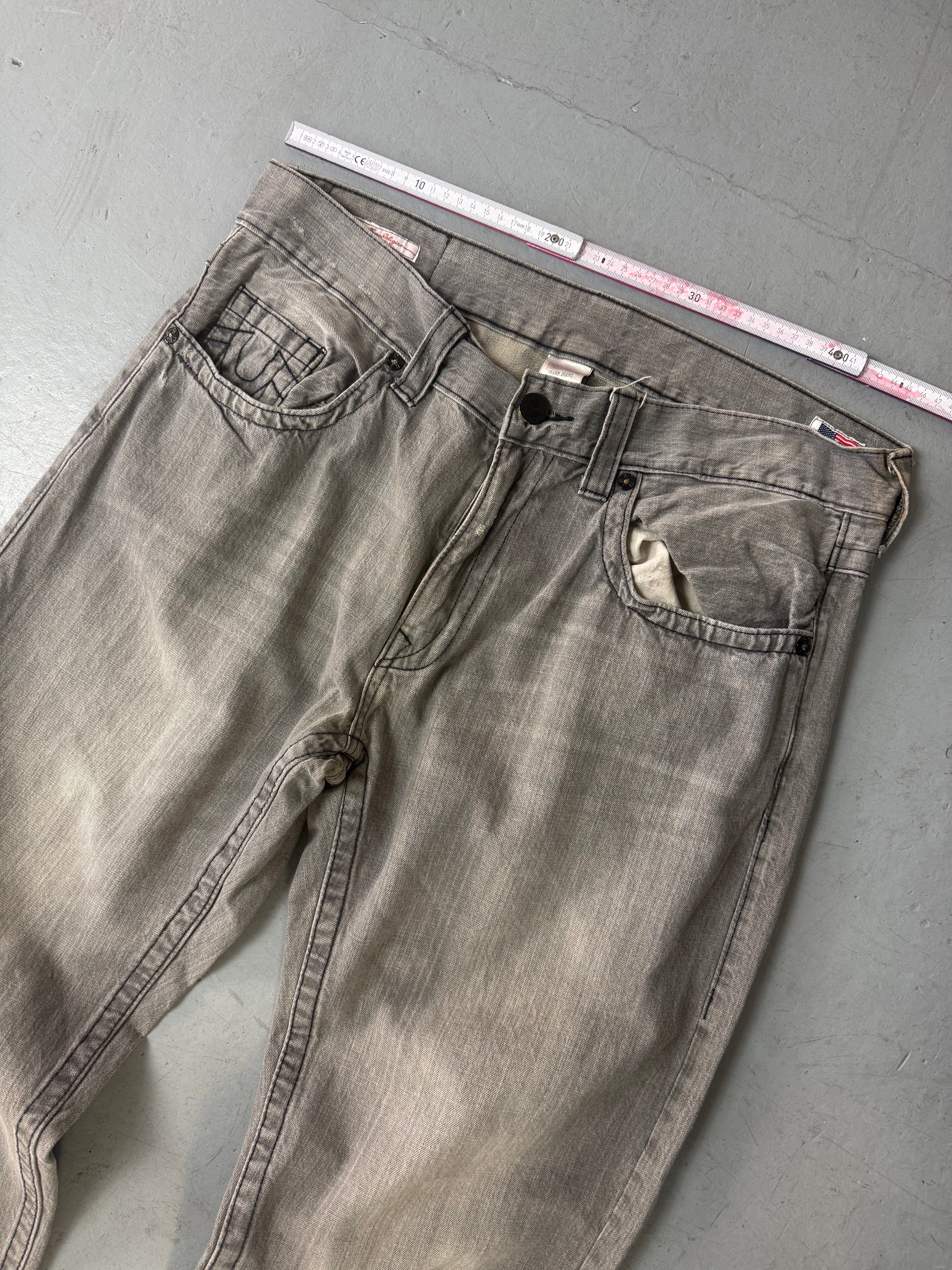 Vintage True Religion graue baggy Jeans für Herren Y2K Second Hand Fashion