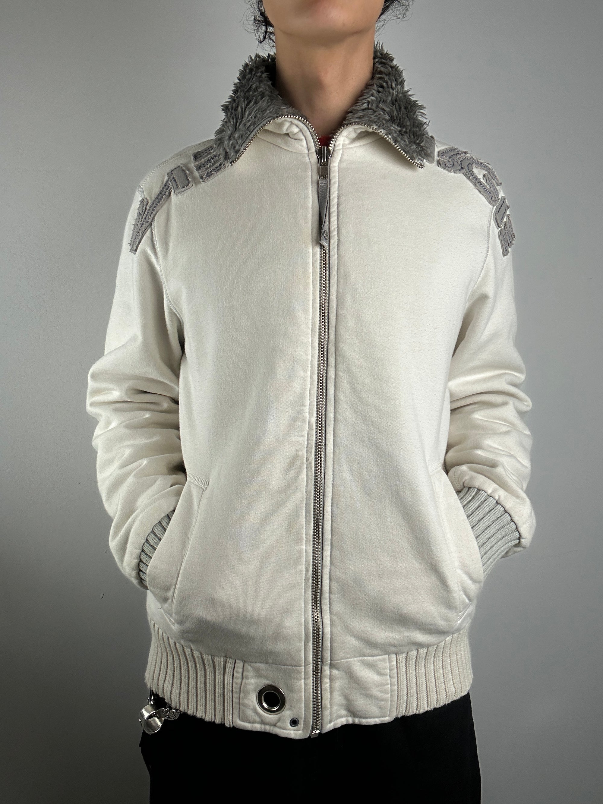 Vintage White Energie Fur Jacket L/XL