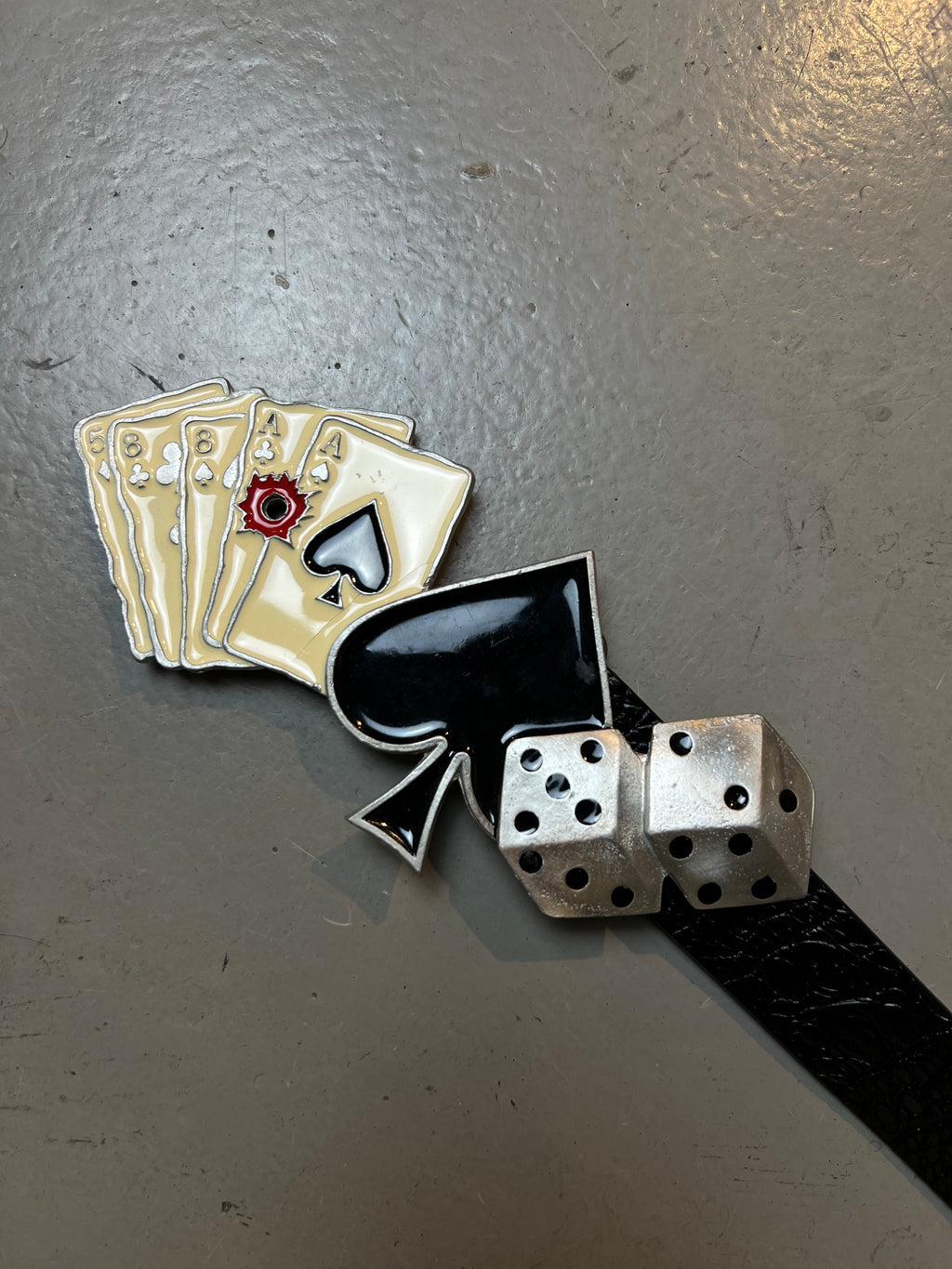 Vintage Black Crocodile Optic Leather Belt