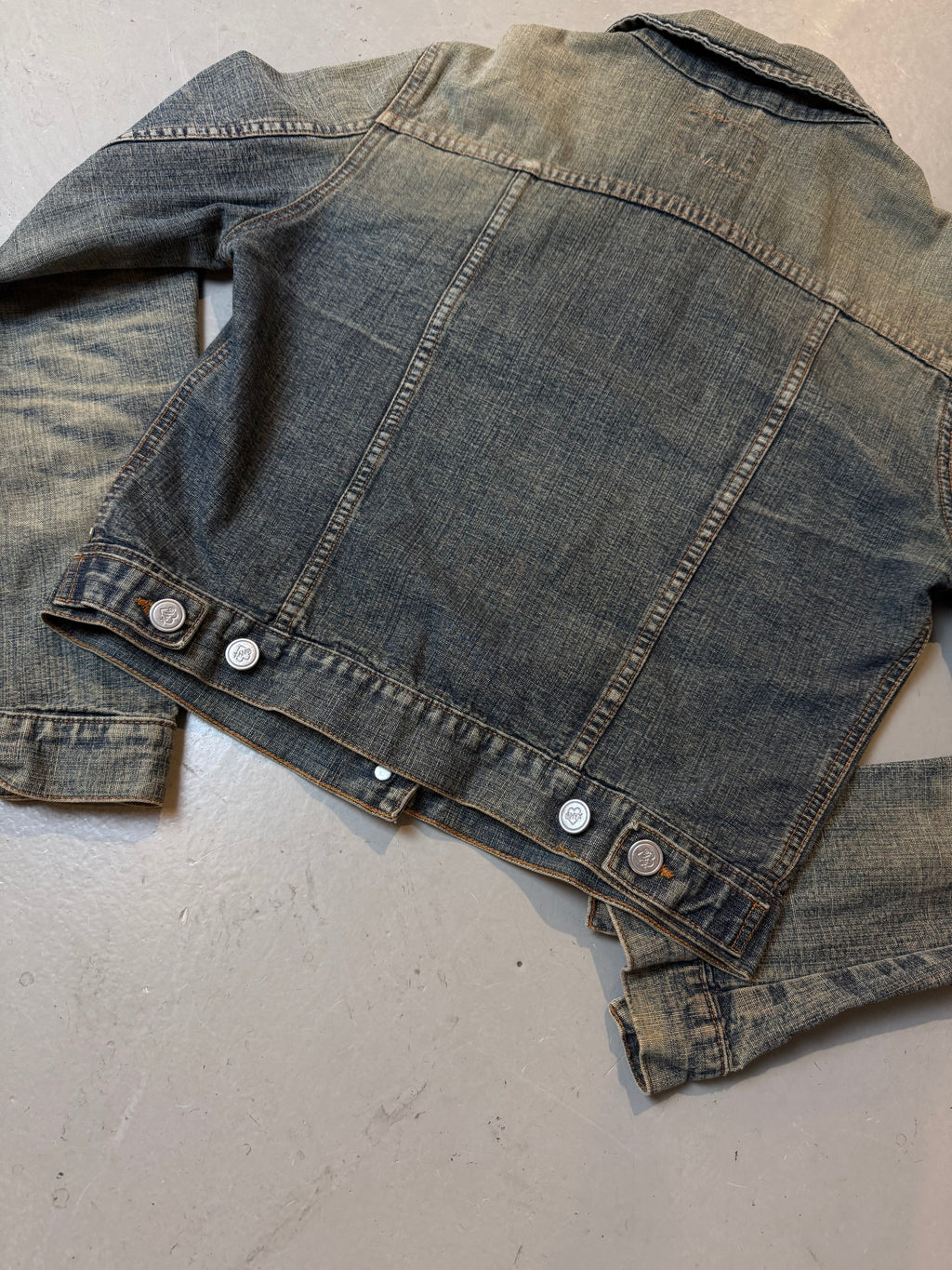 Vintage Onyx Green Blue Washed Denim Jacket XS/S