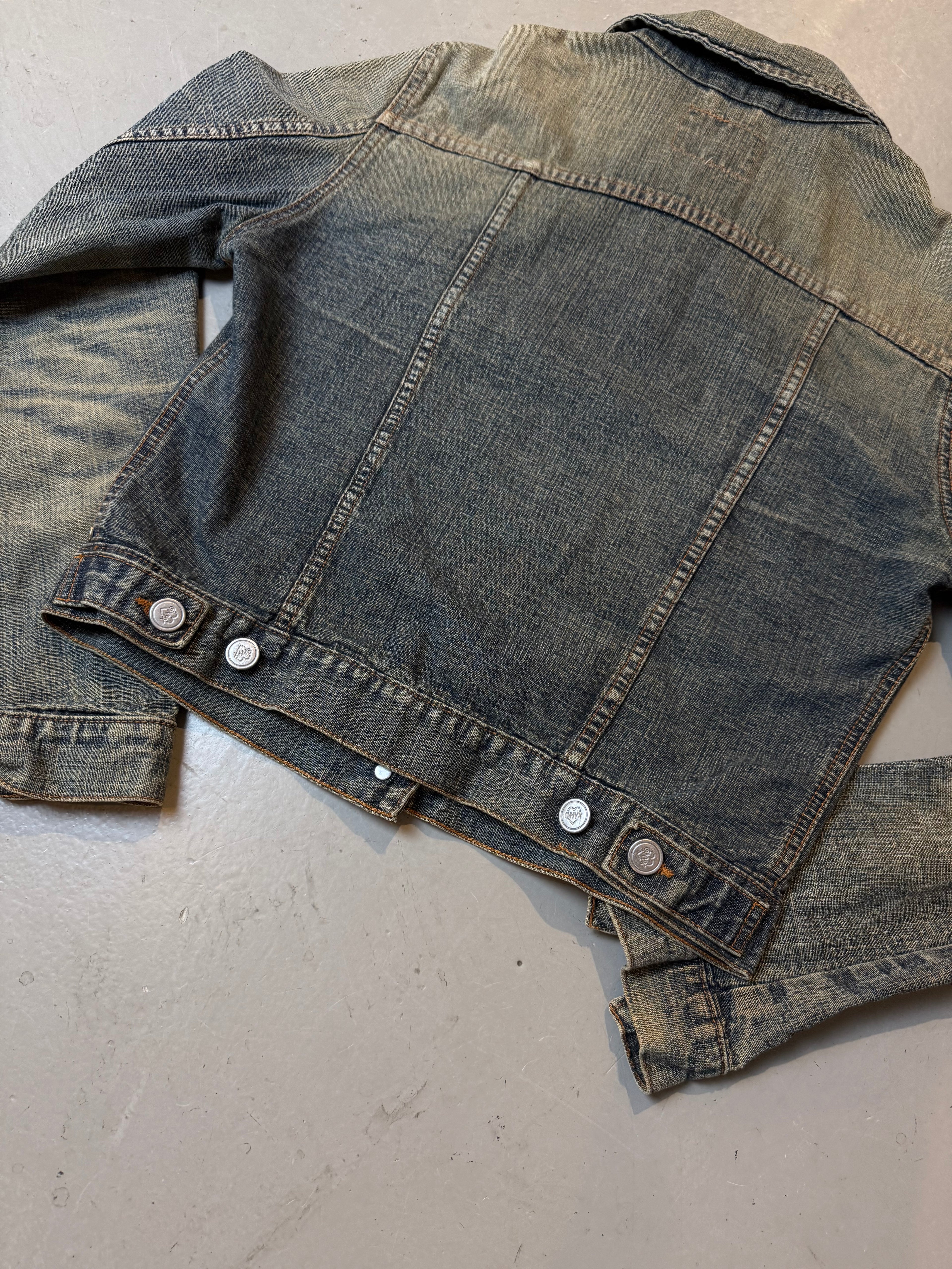 Vintage Onyx Green Blue Washed Denim Jacket XS/S