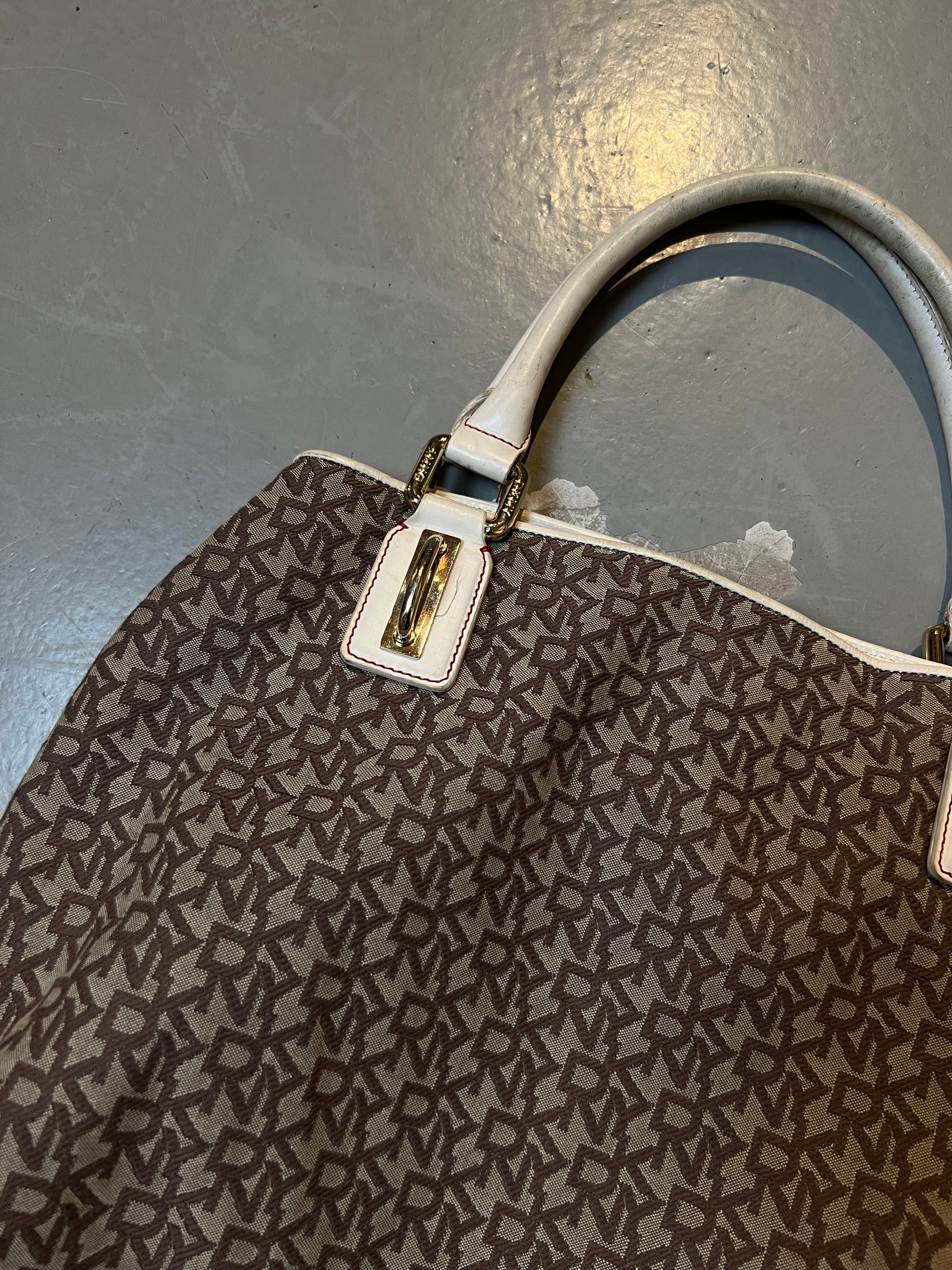 Vintage DKNY Brown White Bag
