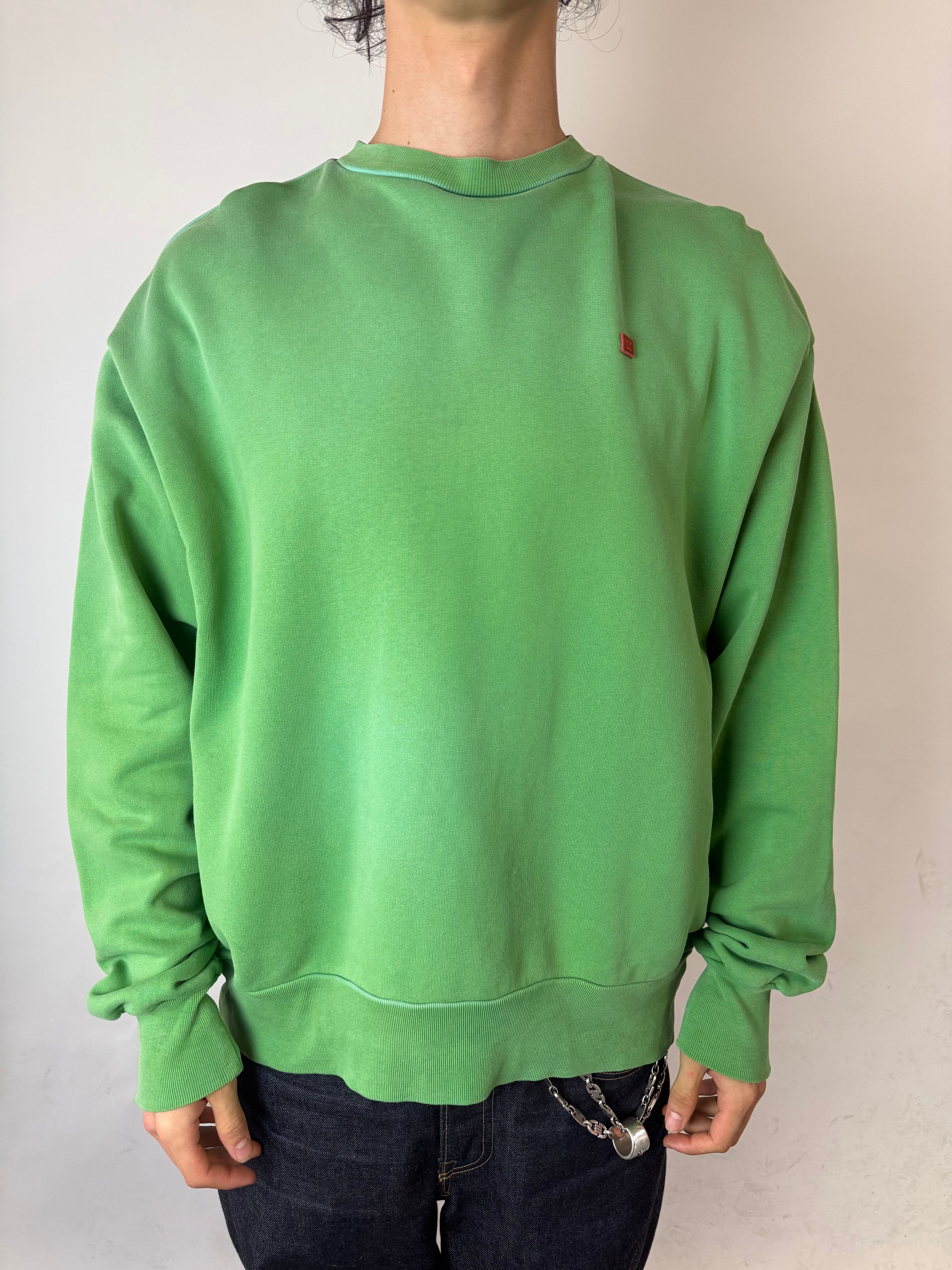 Vintage Acne Studios Green Crewneck Sweater für Herren. Y2K Second Hand 2000s Fashion