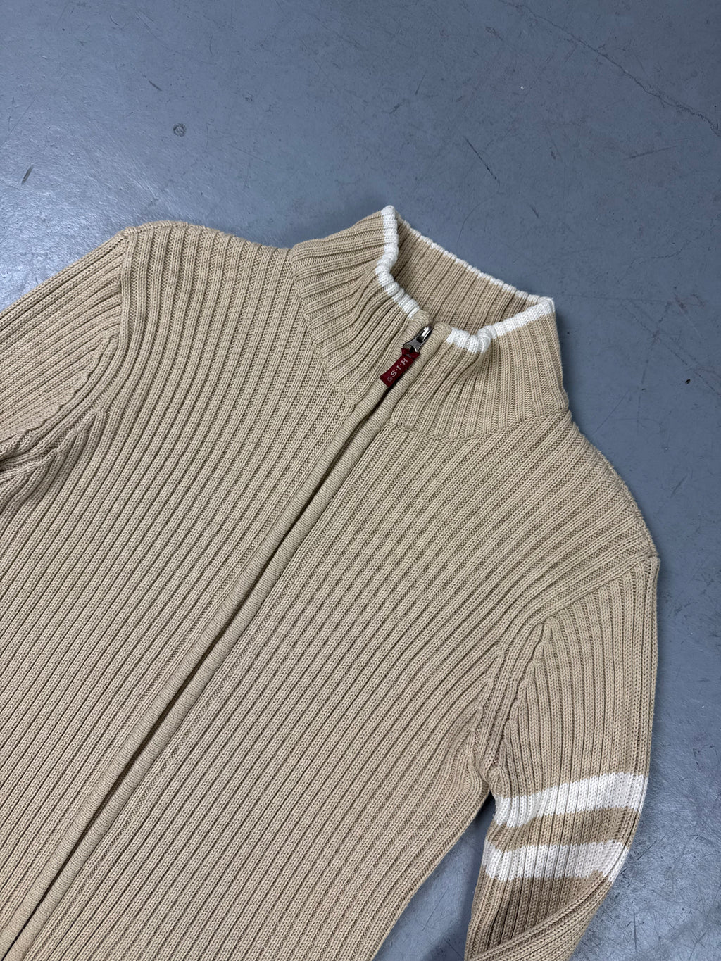 Vintage beige knit zipper Y2K 