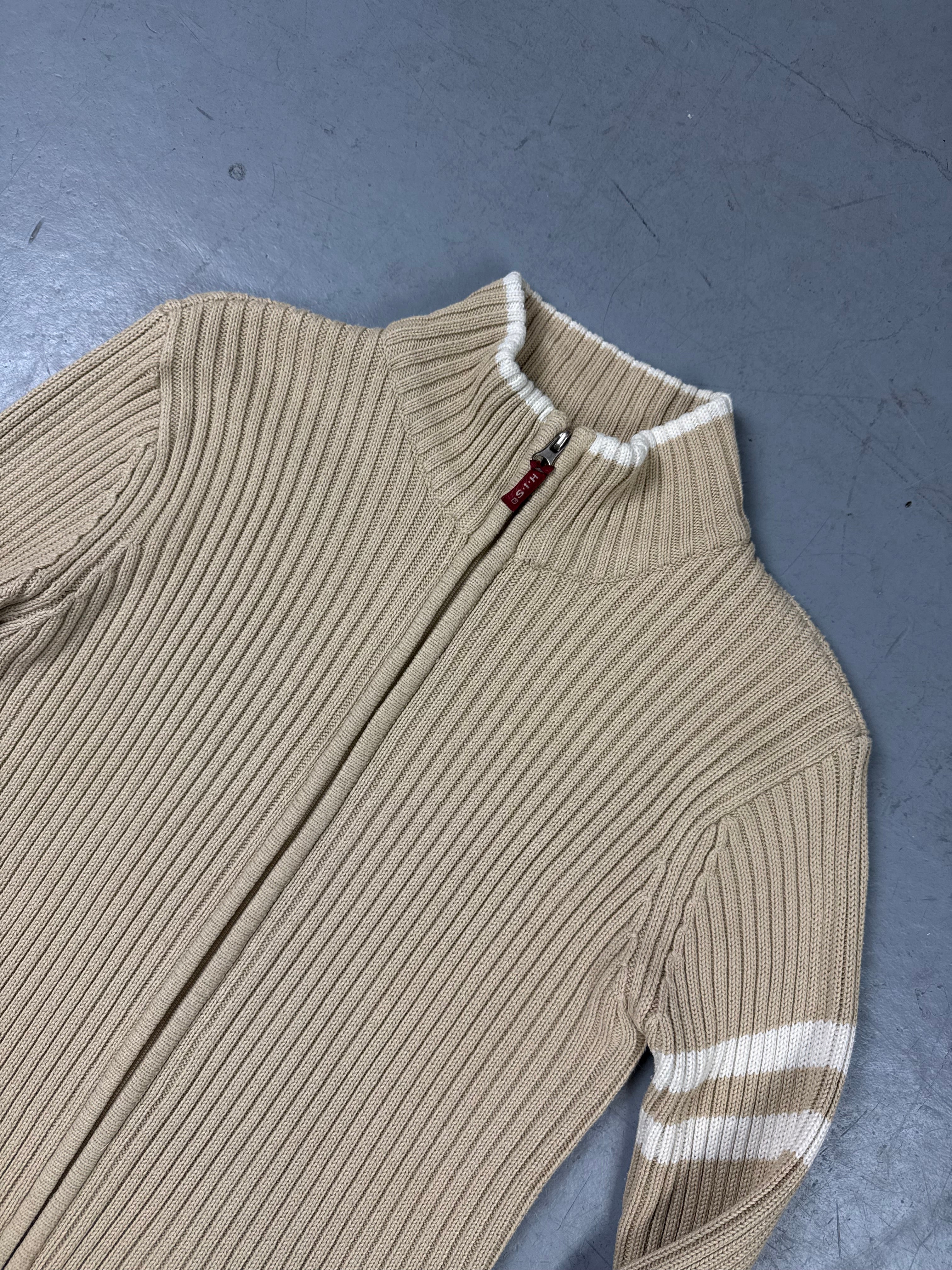Vintage beige knit zipper Y2K 