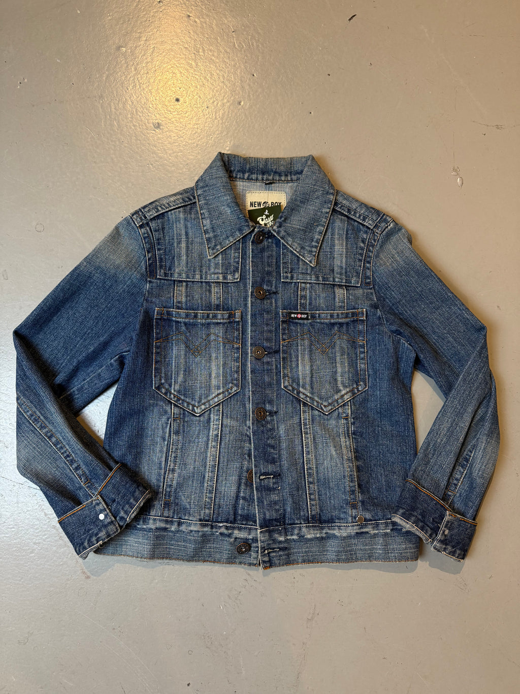 Vintage New Boy Denim Jacket with Back Print M