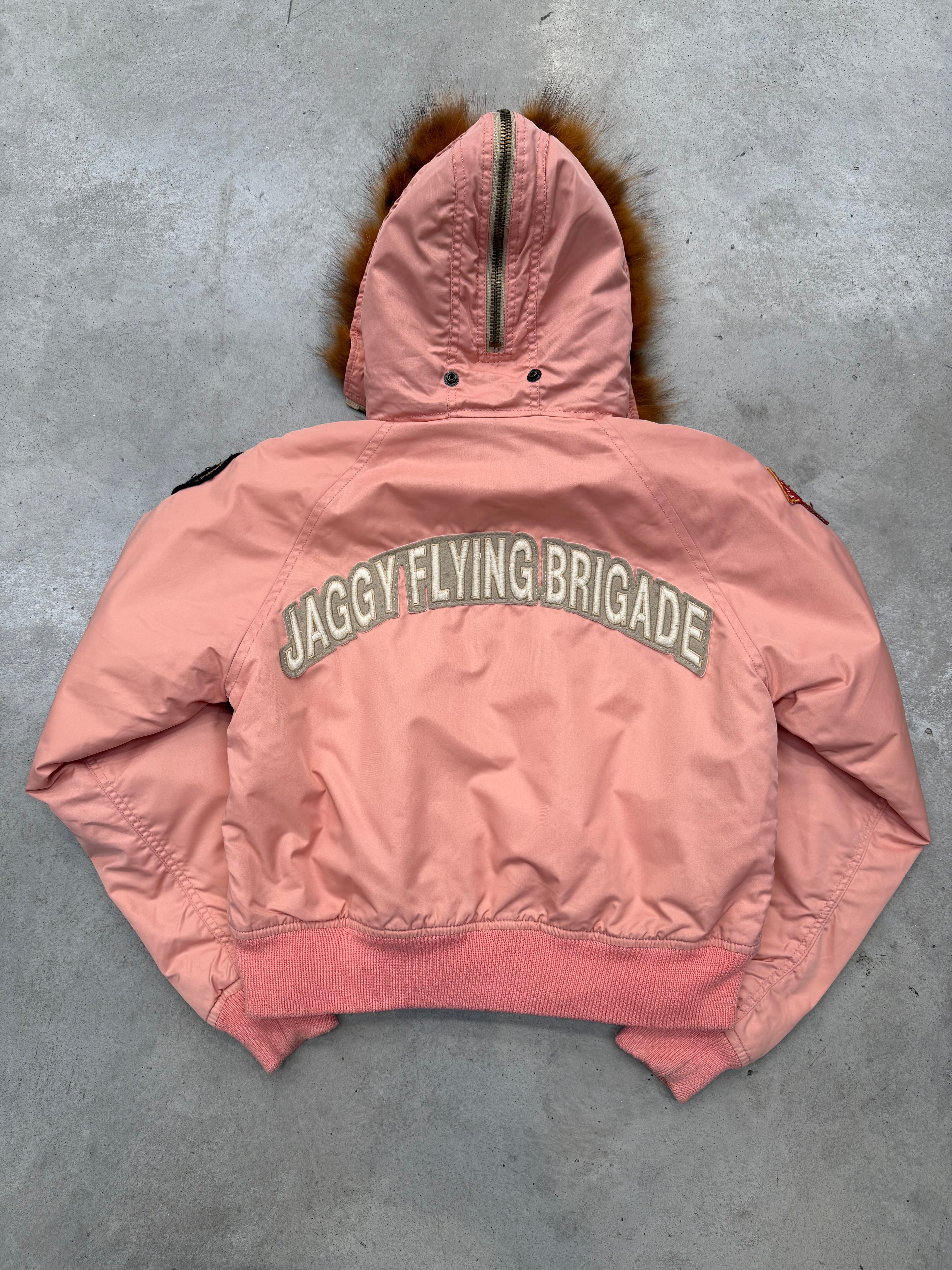 Vintage Pink Bomber Jacket with Patches S