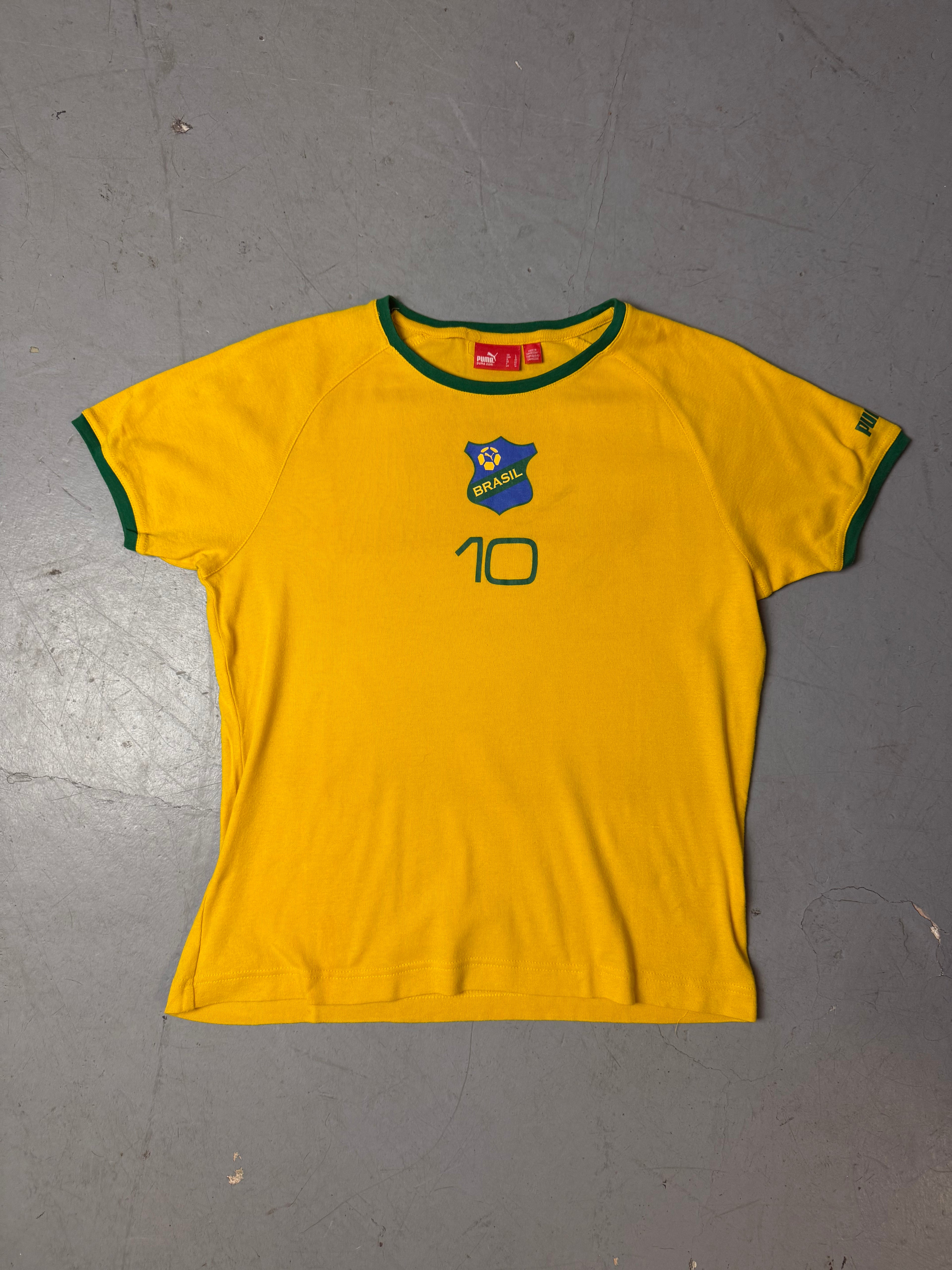 Produktbild von einem Vintage Puma Brasil Yellow T-Shirt von vorne