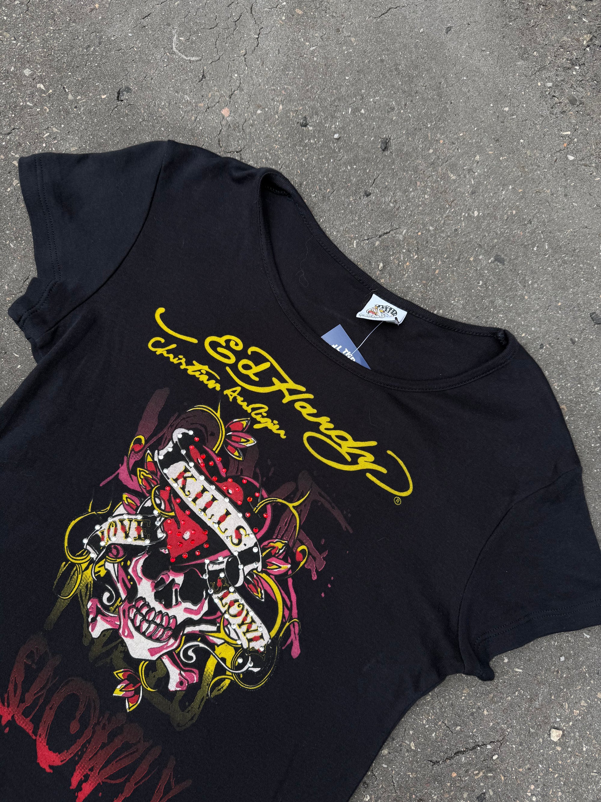 Vintage Ed Hardy Love Kills Slowly Printed T-Shirt S/M