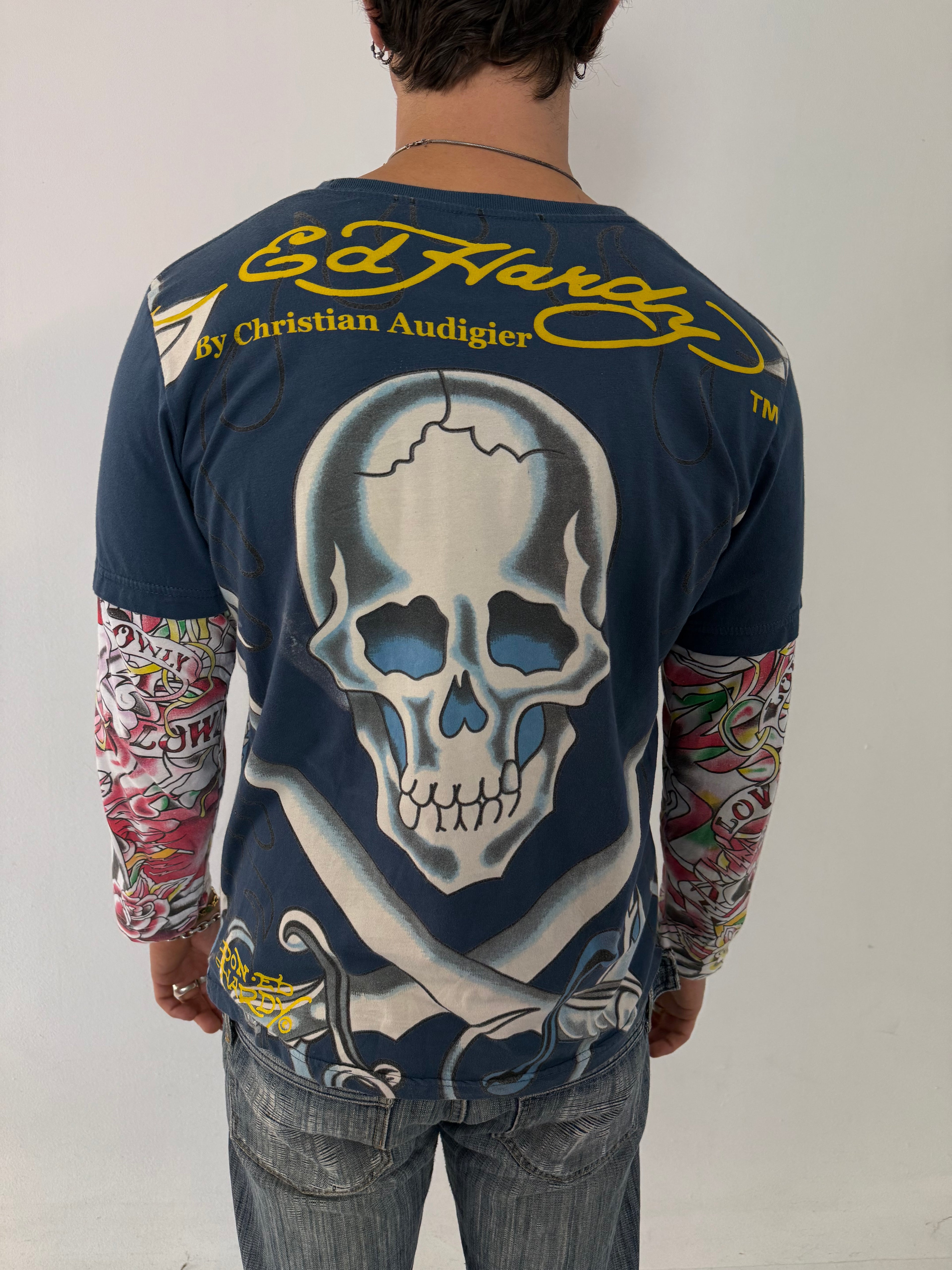 Vintage Ed Hardy Crazy Printed Longsleeve L/XL