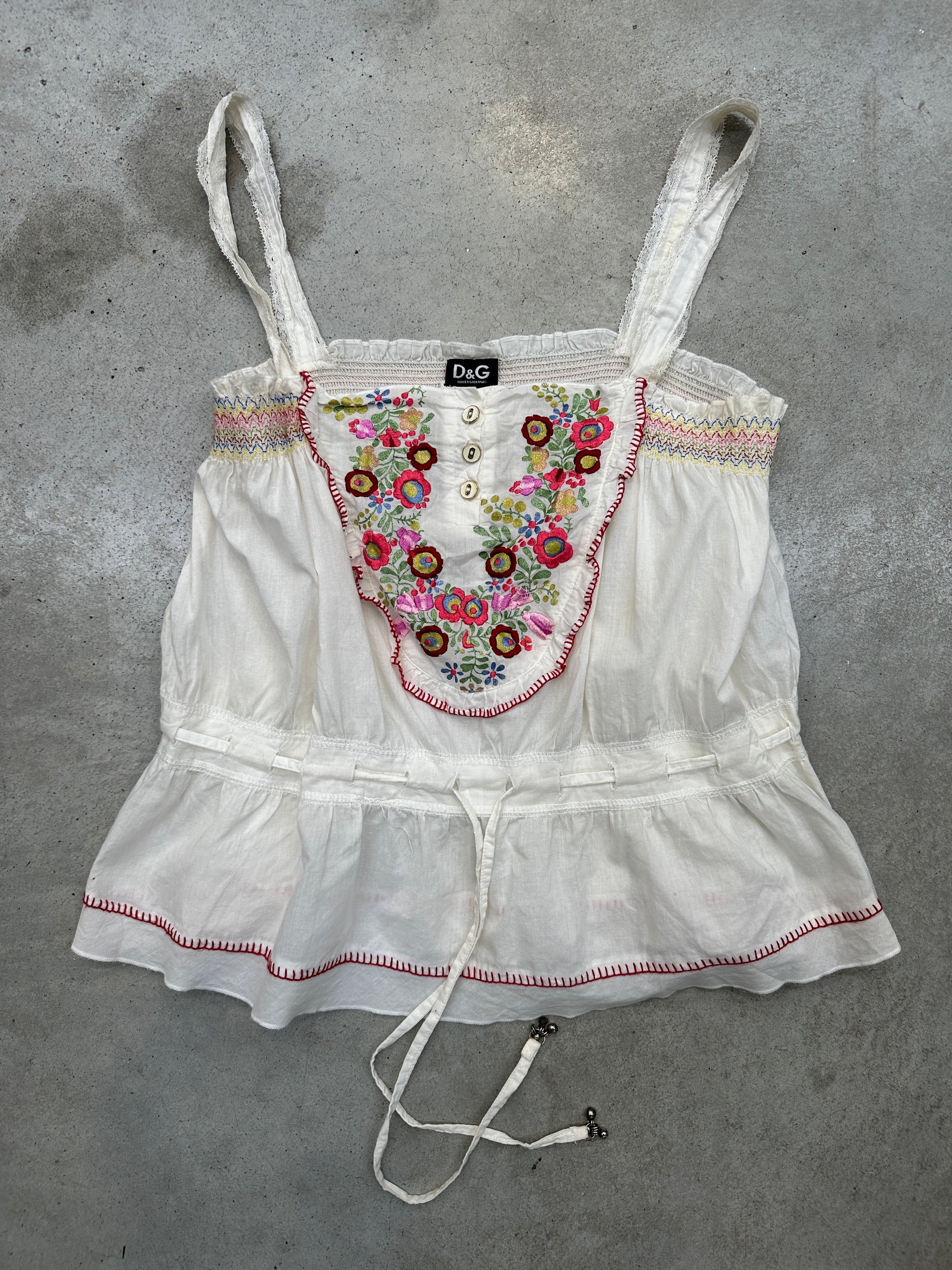 Vintage Dolce&Gabbana White Flower Top S/M