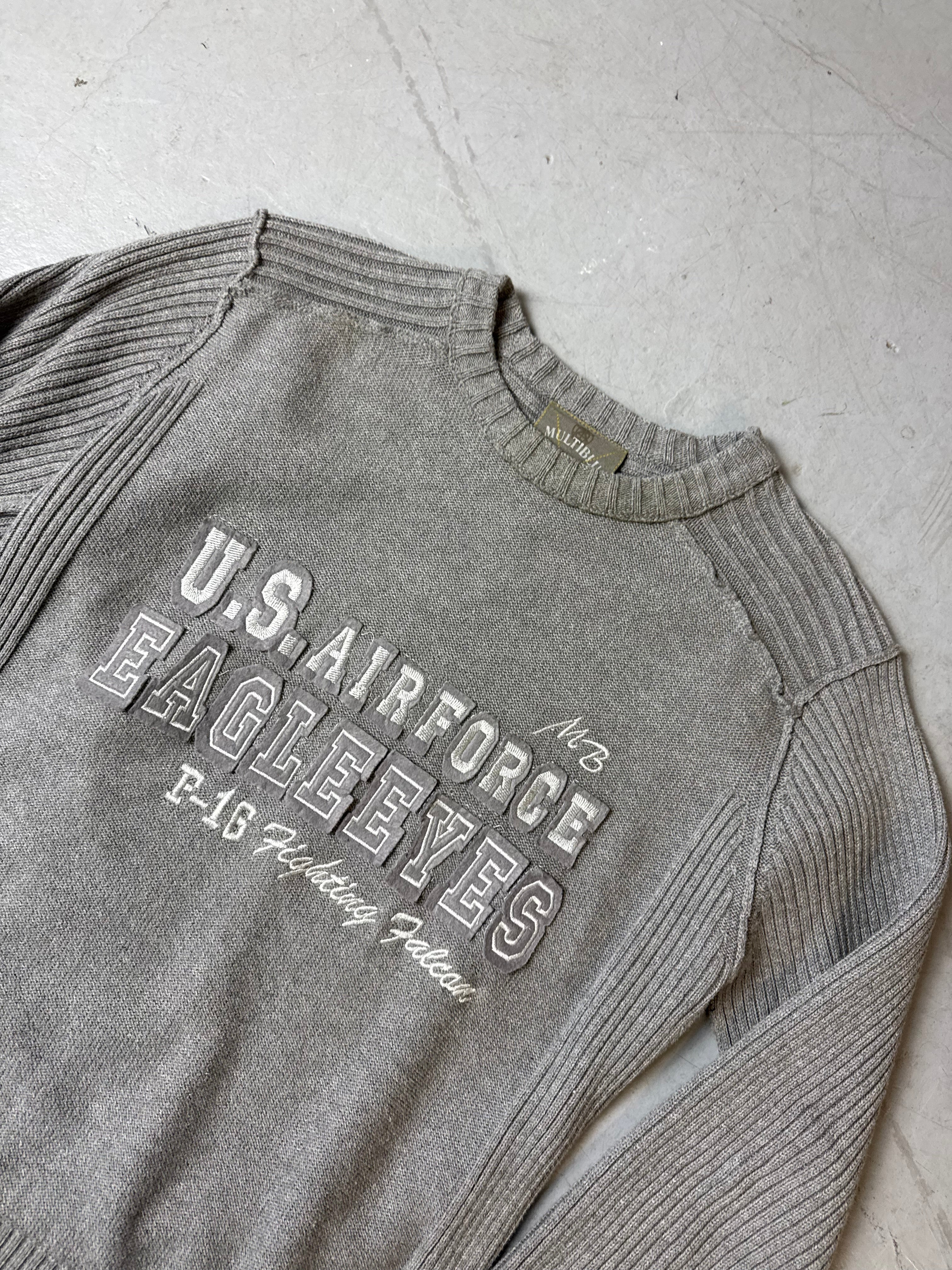 Detailbild von einem Vintage Multiblu Grey Knit Sweater von Kragen