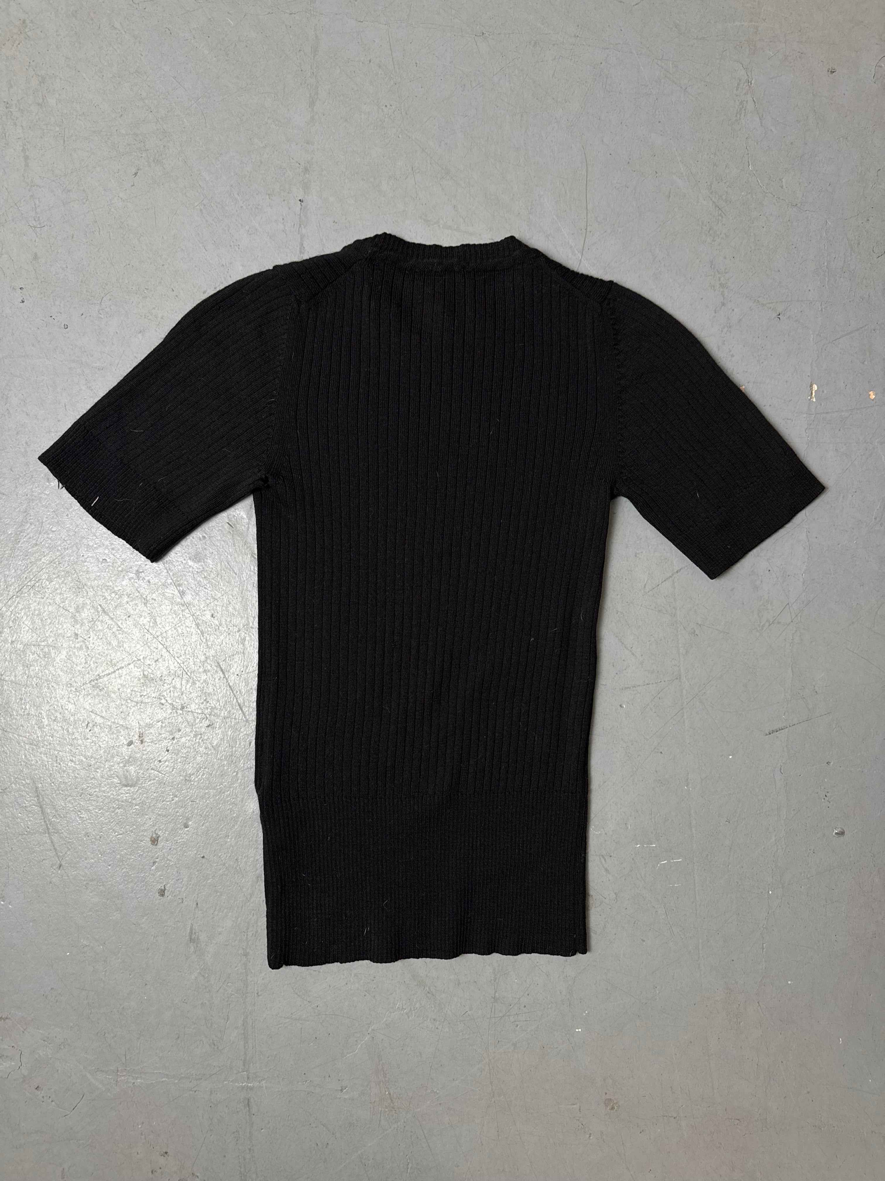 Vintage Merino Wool Slim Fit Black Tee S