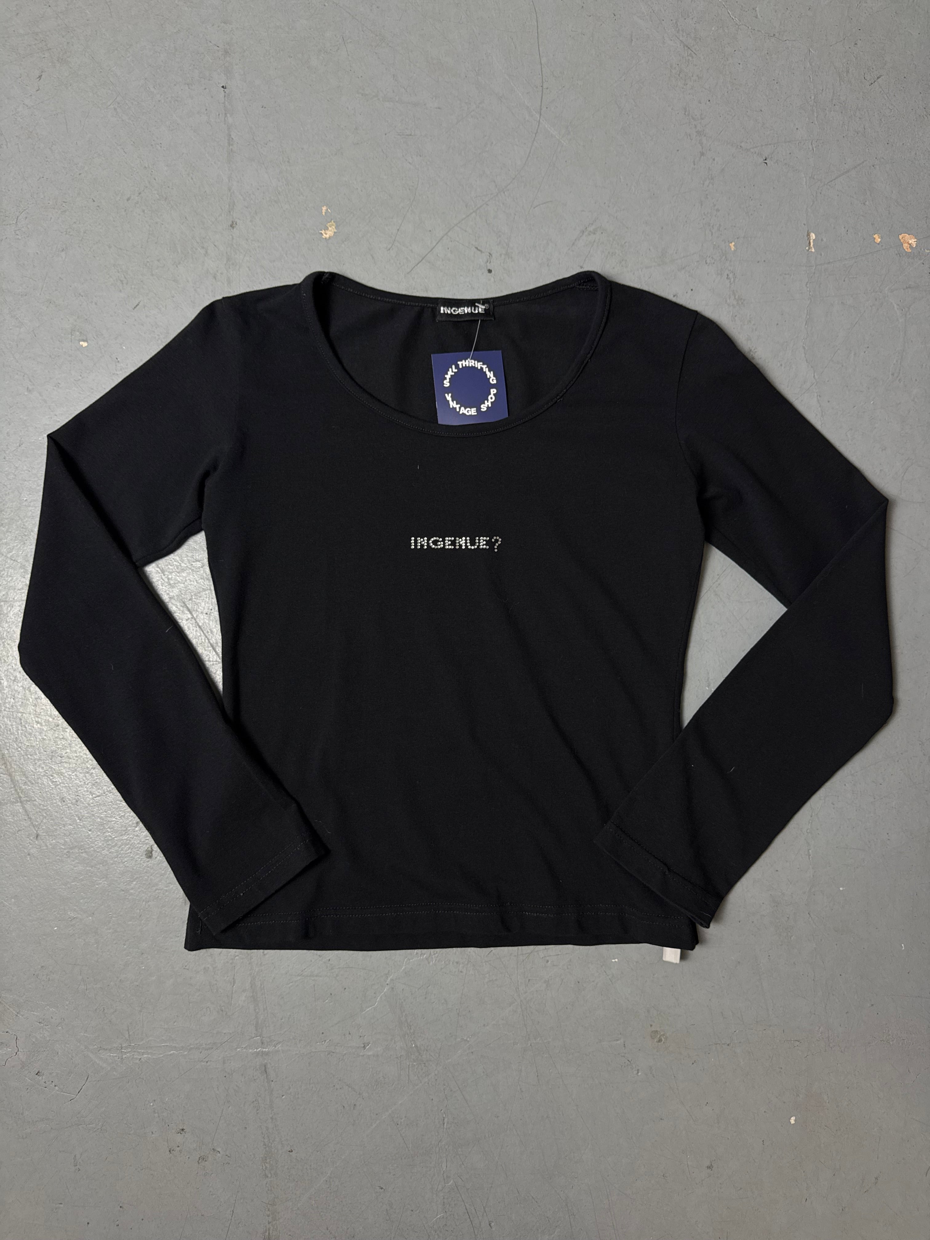 Vintage Ingenue Black Rhinestone Longsleeve S