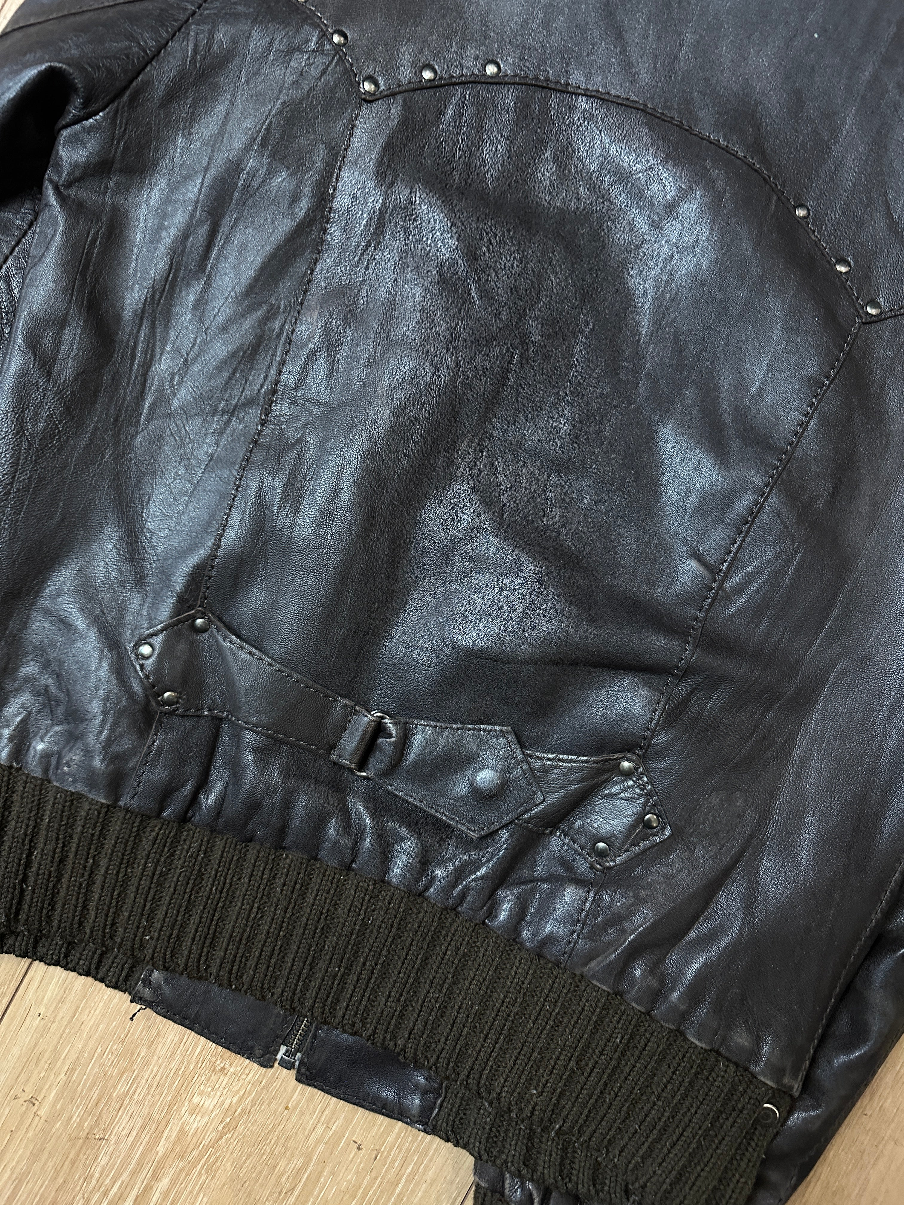 Vintage Brown Studded Leather Jacket S/M