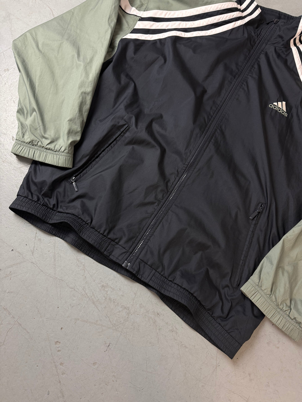 Vintage Adidas Black and Green Track Jacket XL