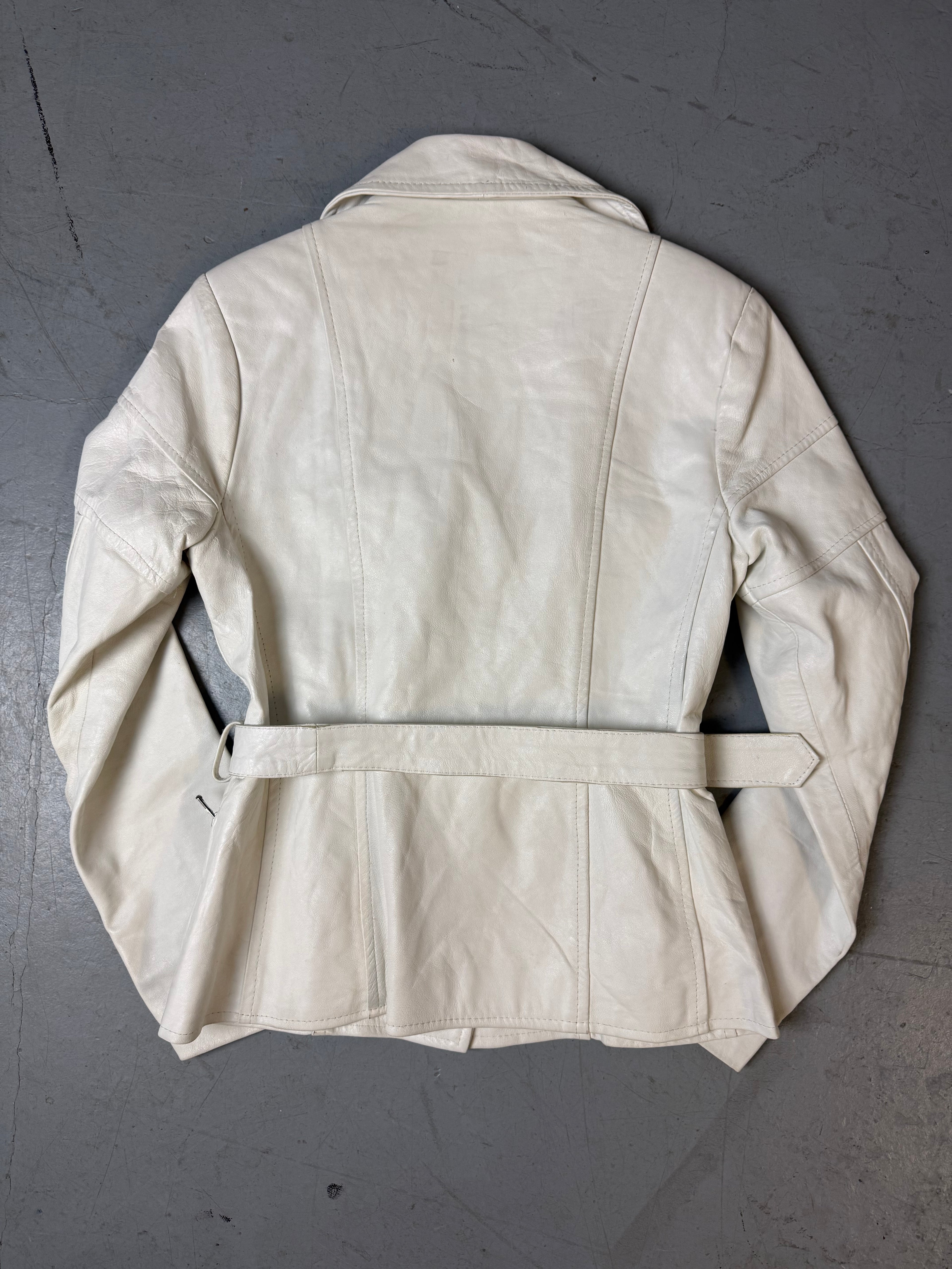 Vintage Old Leather Factory White Leather Jacket M/L