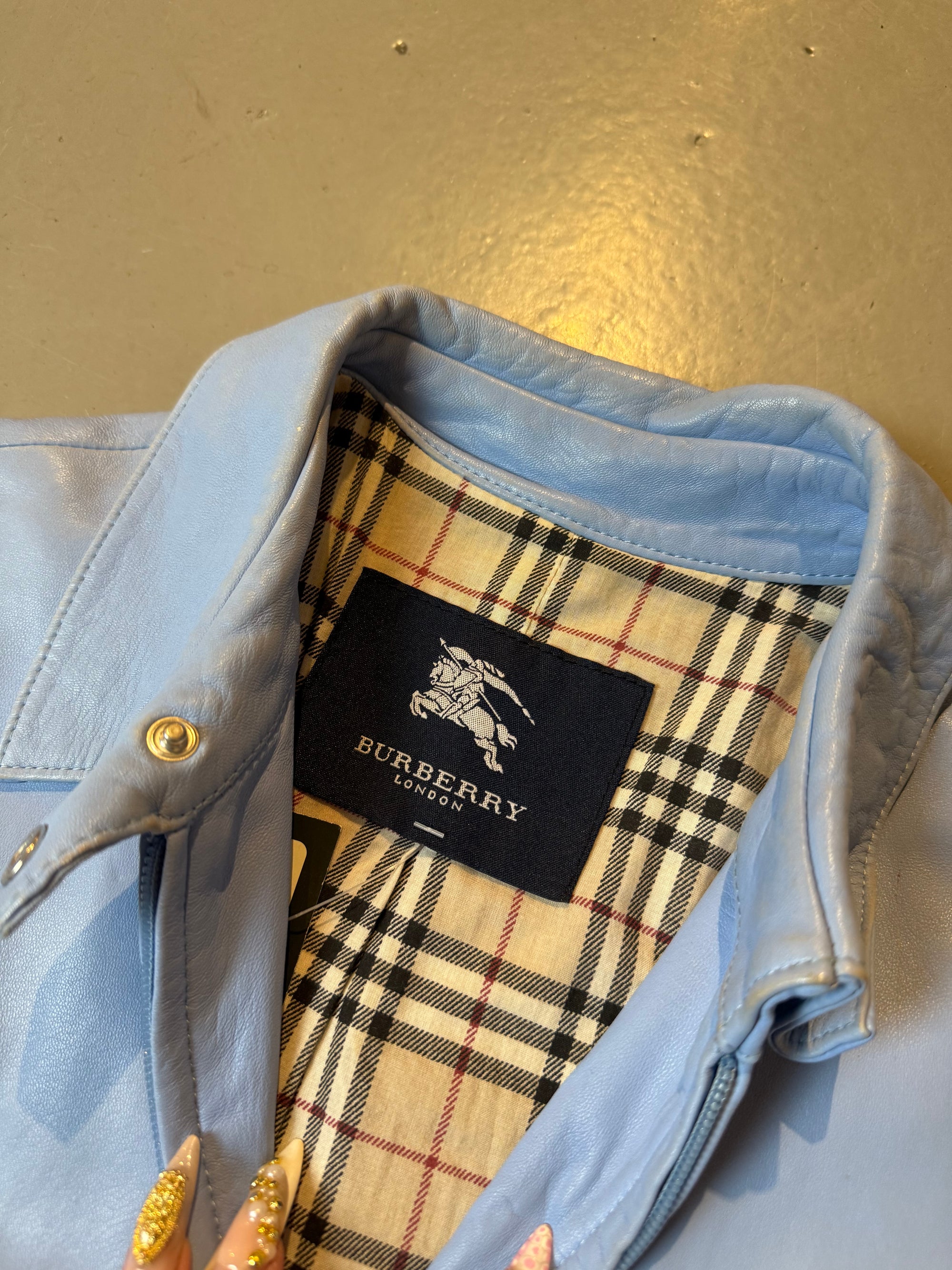 Vintage Babyblue Burberry Leather Jacket XS/S