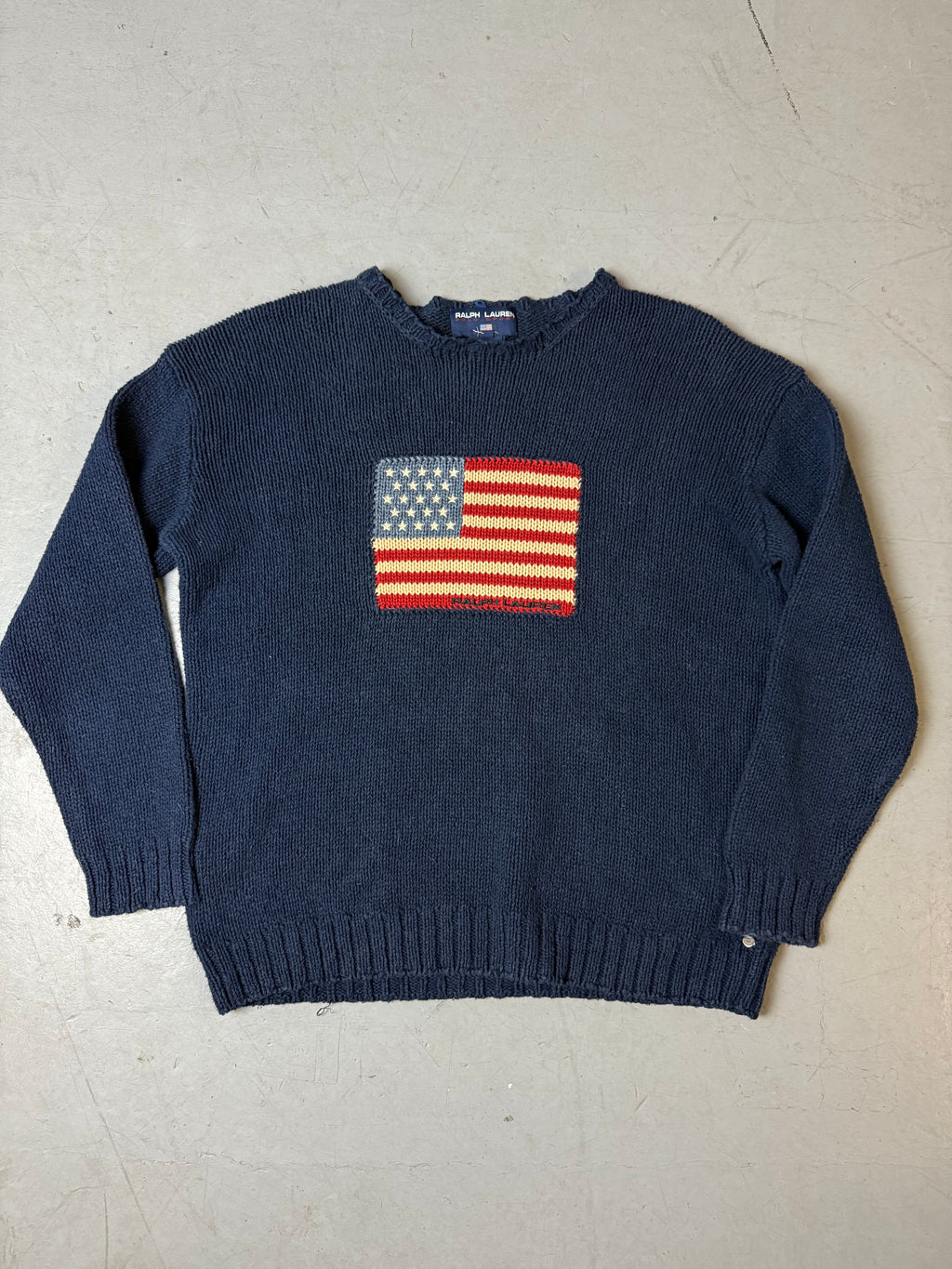 Produktbild von Vintage Ralph Lauren Dark Blue Knit Sweater von vorne