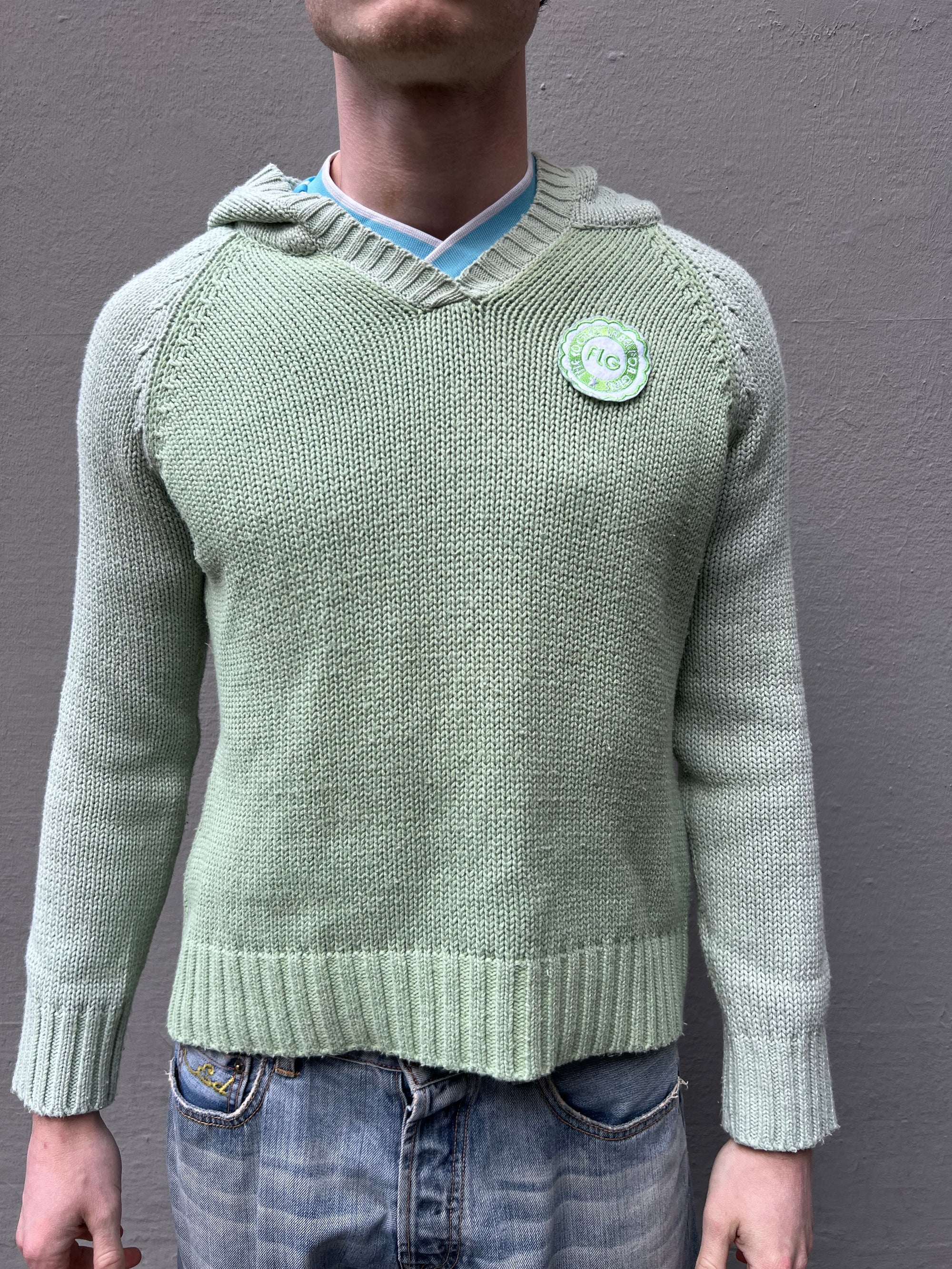 Vintage Green Knit Hoodie XS/S