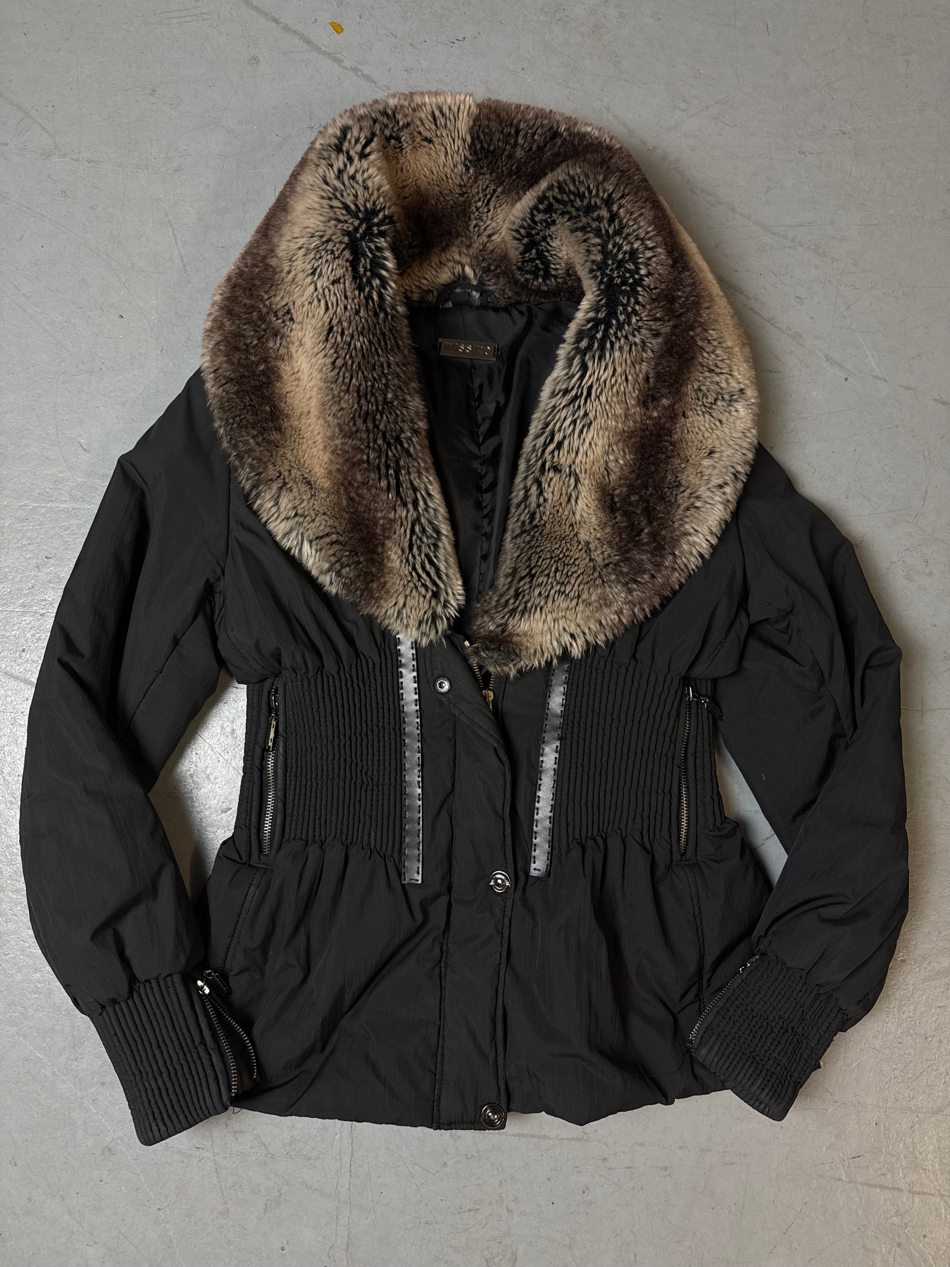Vintage Missiko Black Winter Jacket with Faux Fur Collar M