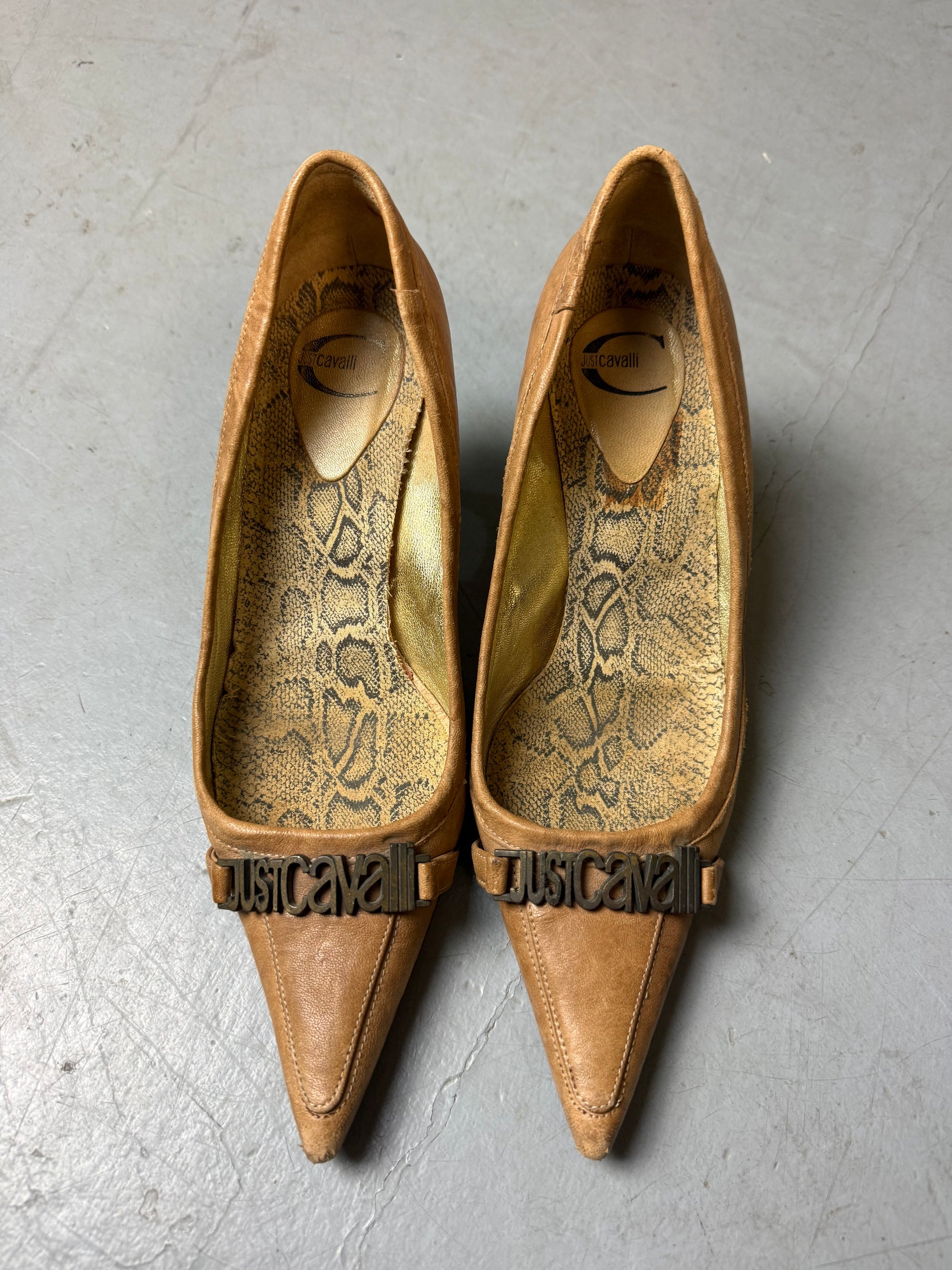 Vintage Cavalli braune heels kitten heels Y2K