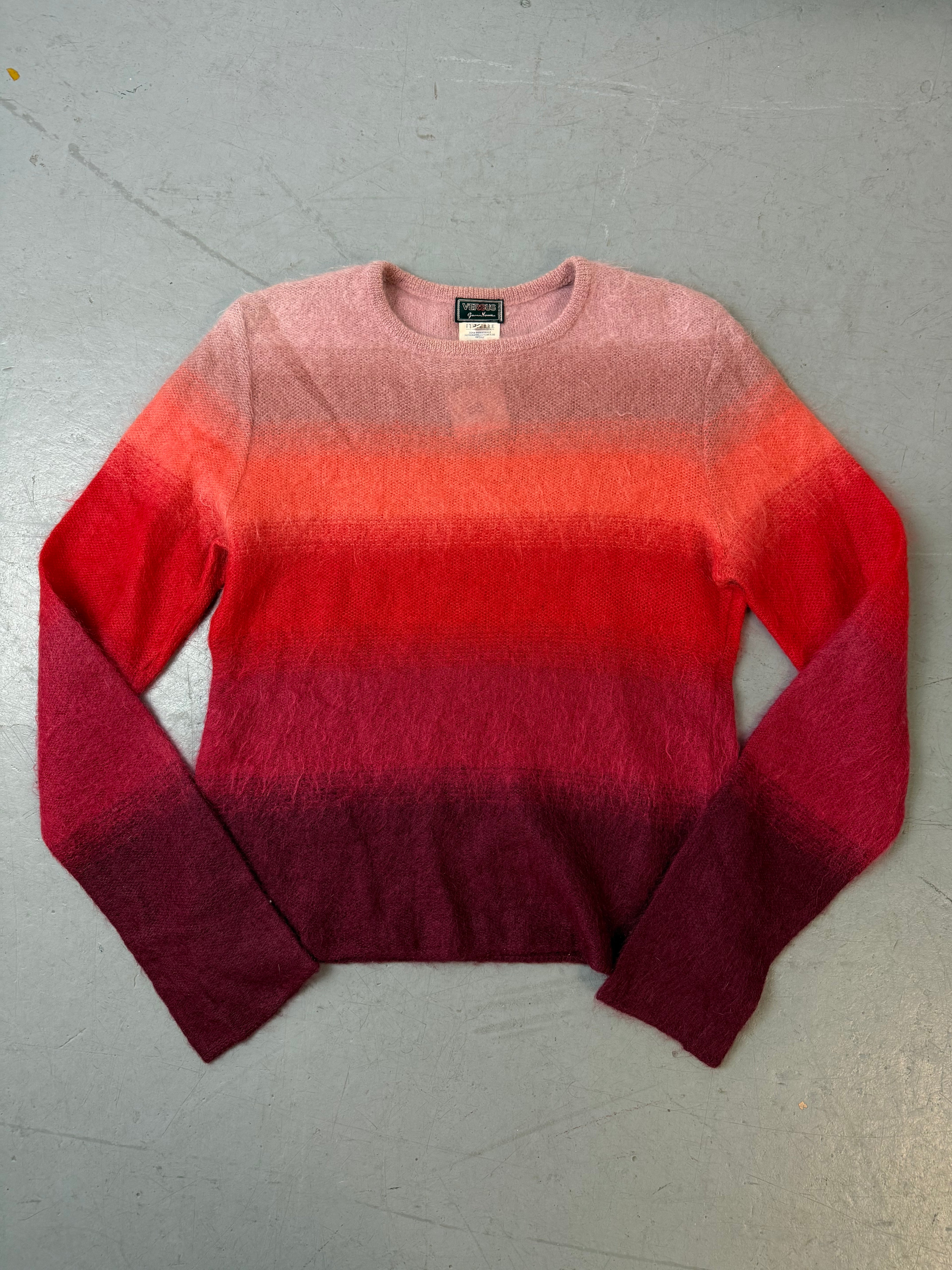 Vintage Versus Versace Multicolor Mohair Sweater für Damen. Y2K Second Hand 2000s Fashion