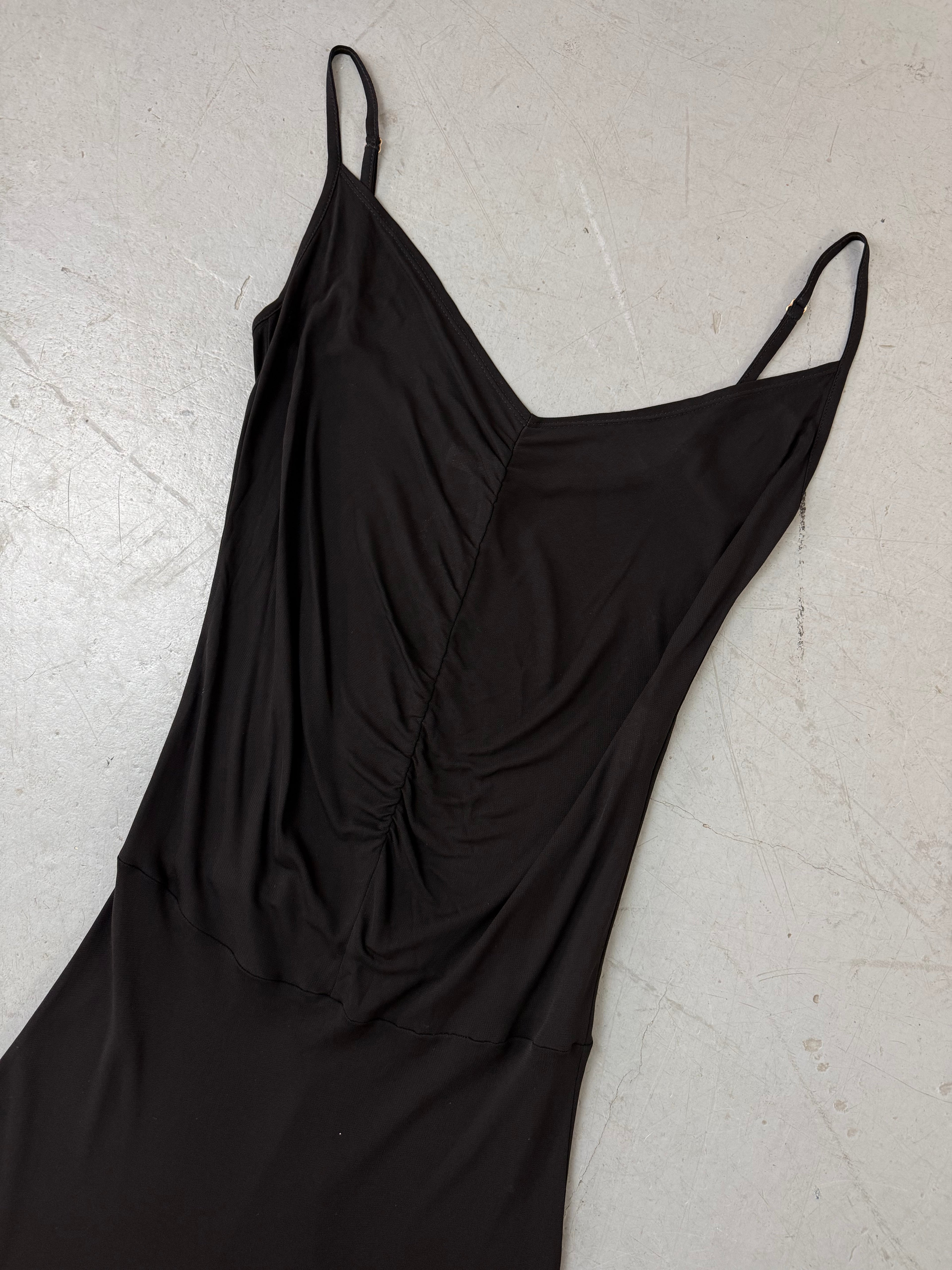 Vintage Long Black Dress für Damen. Y2K Second Hand 2000s Fashion