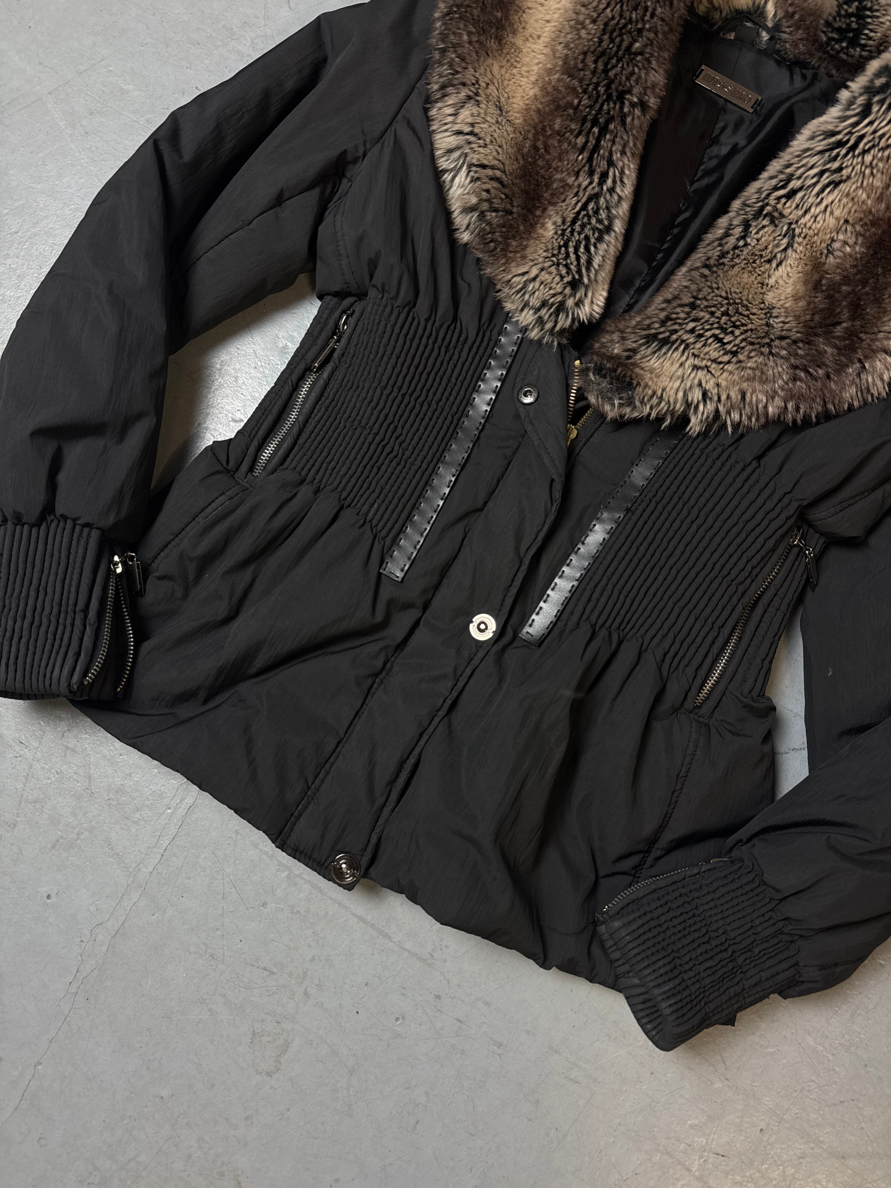 Vintage Missiko Black Winter Jacket with Faux Fur Collar M