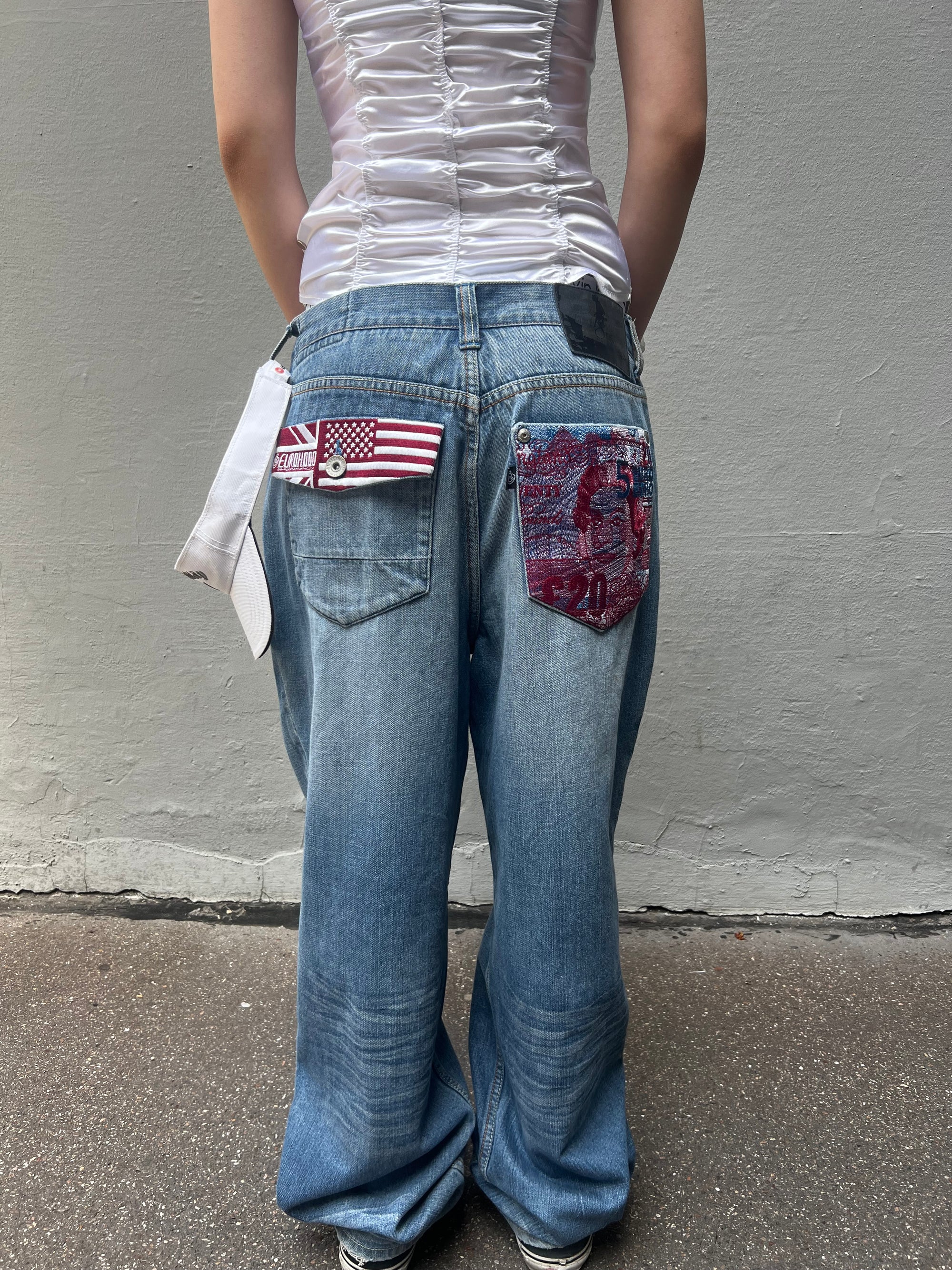 Vintage Printed Baggy Hip Hop Denim M/L