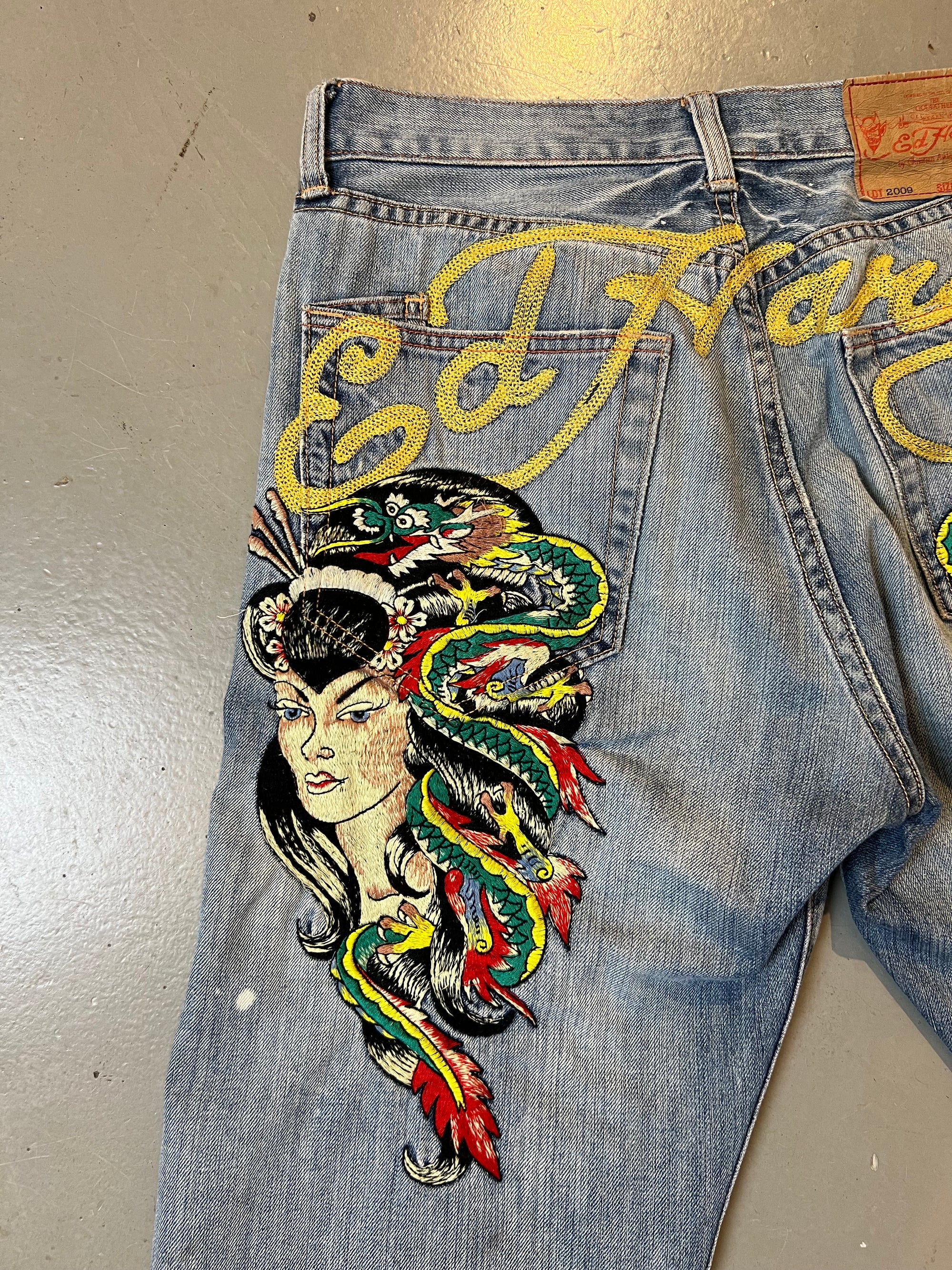 Vintage Ed Hardy Blue Jorts L
