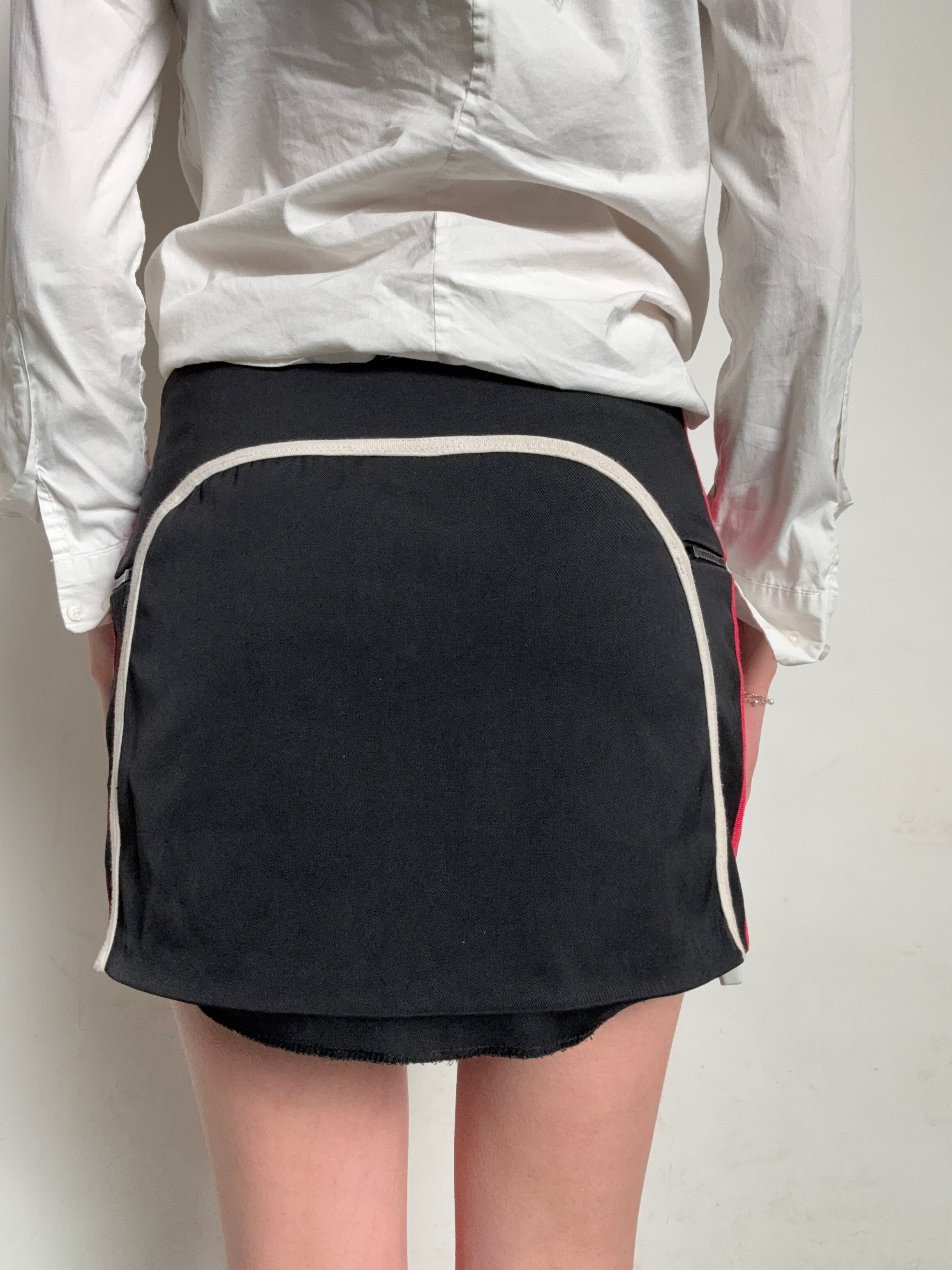 Vintage Black Full Zip Mini Skirt S/M