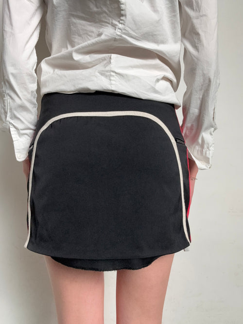 Vintage Black Full Zip Mini Skirt S/M