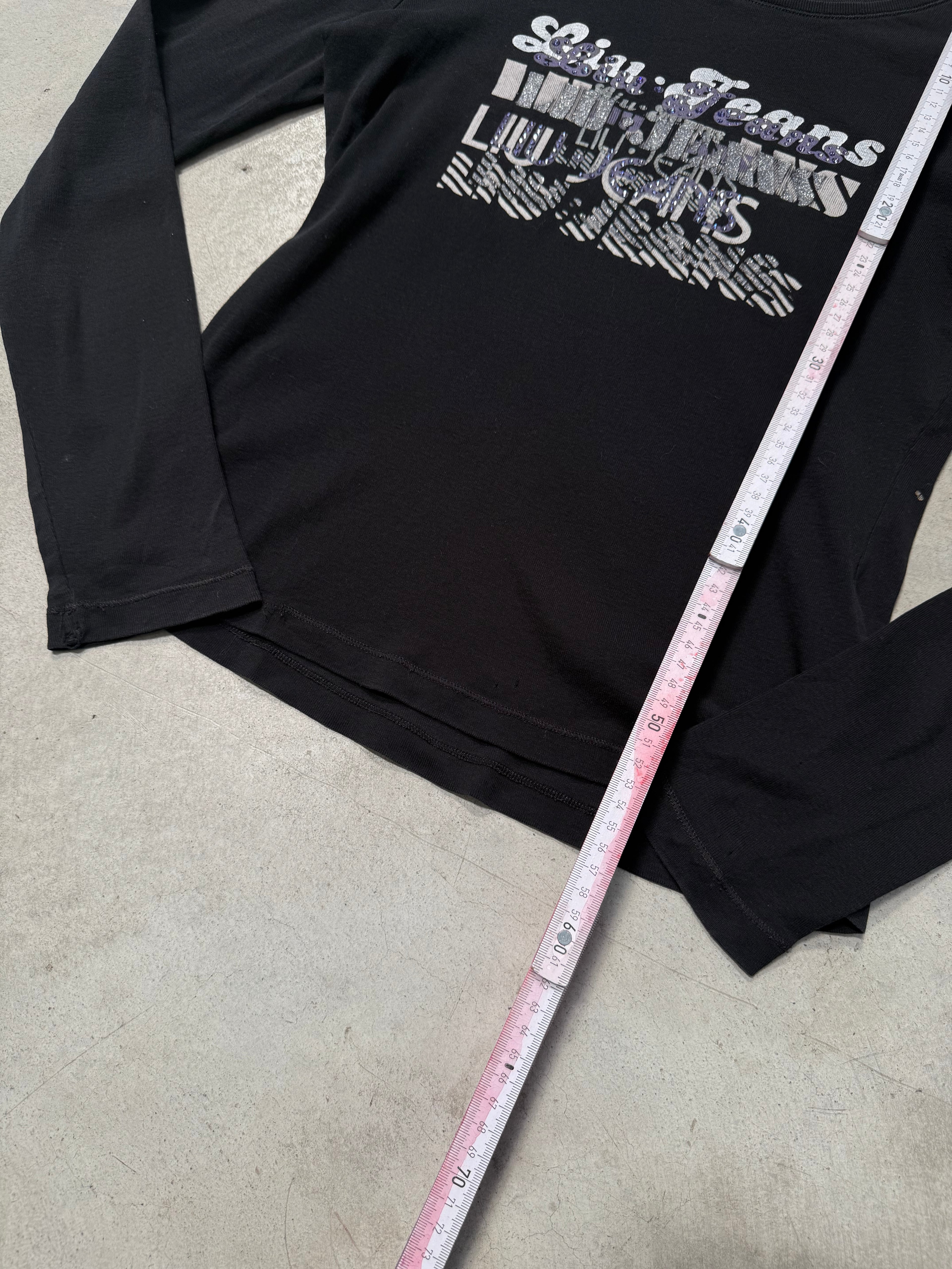 Vintage Lio Jo Black Rhinestone Longsleeve für Damen Y2K Second Hand Fashion