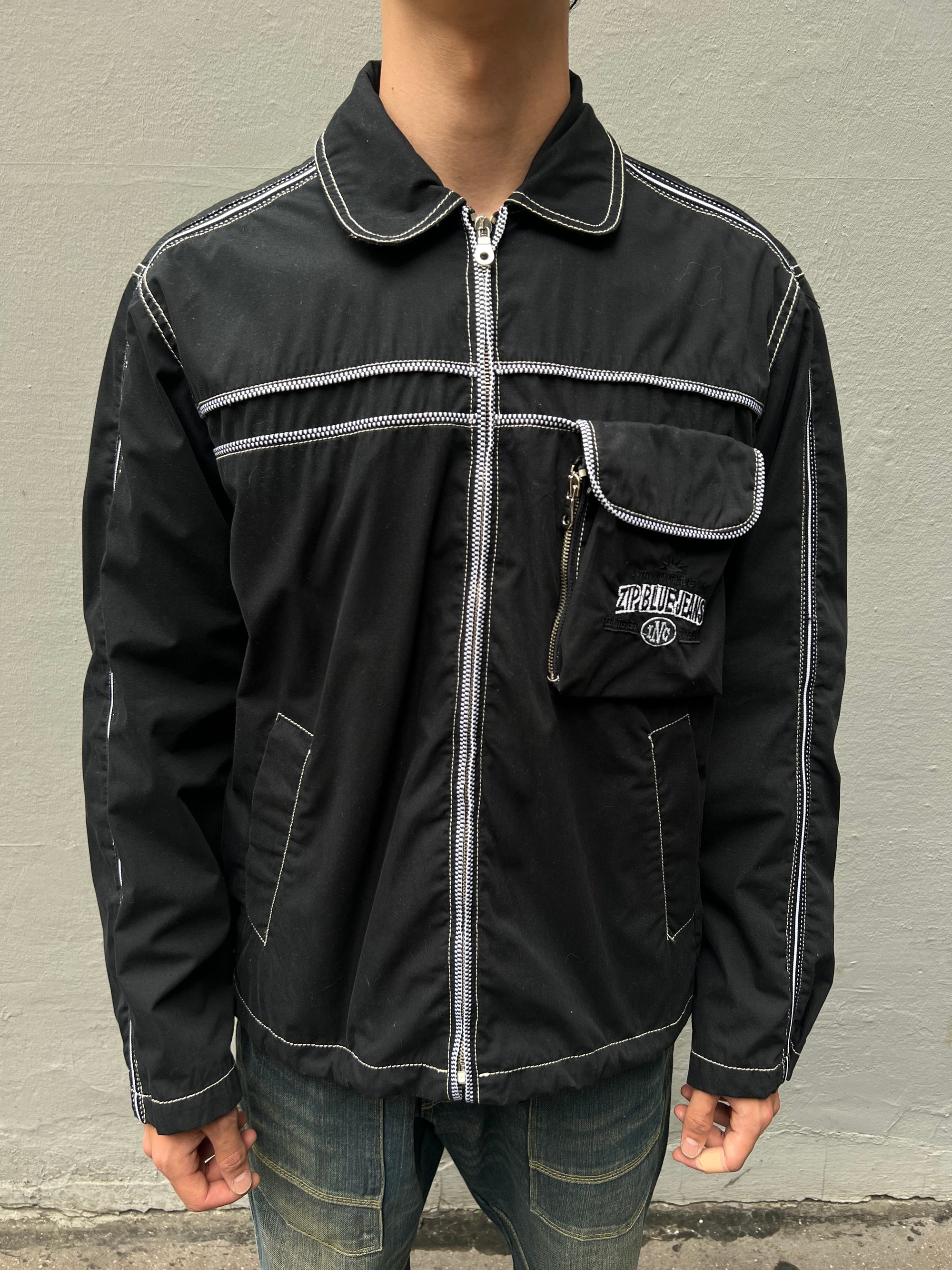 Vintage Black Zip Clothing Jacket M/L