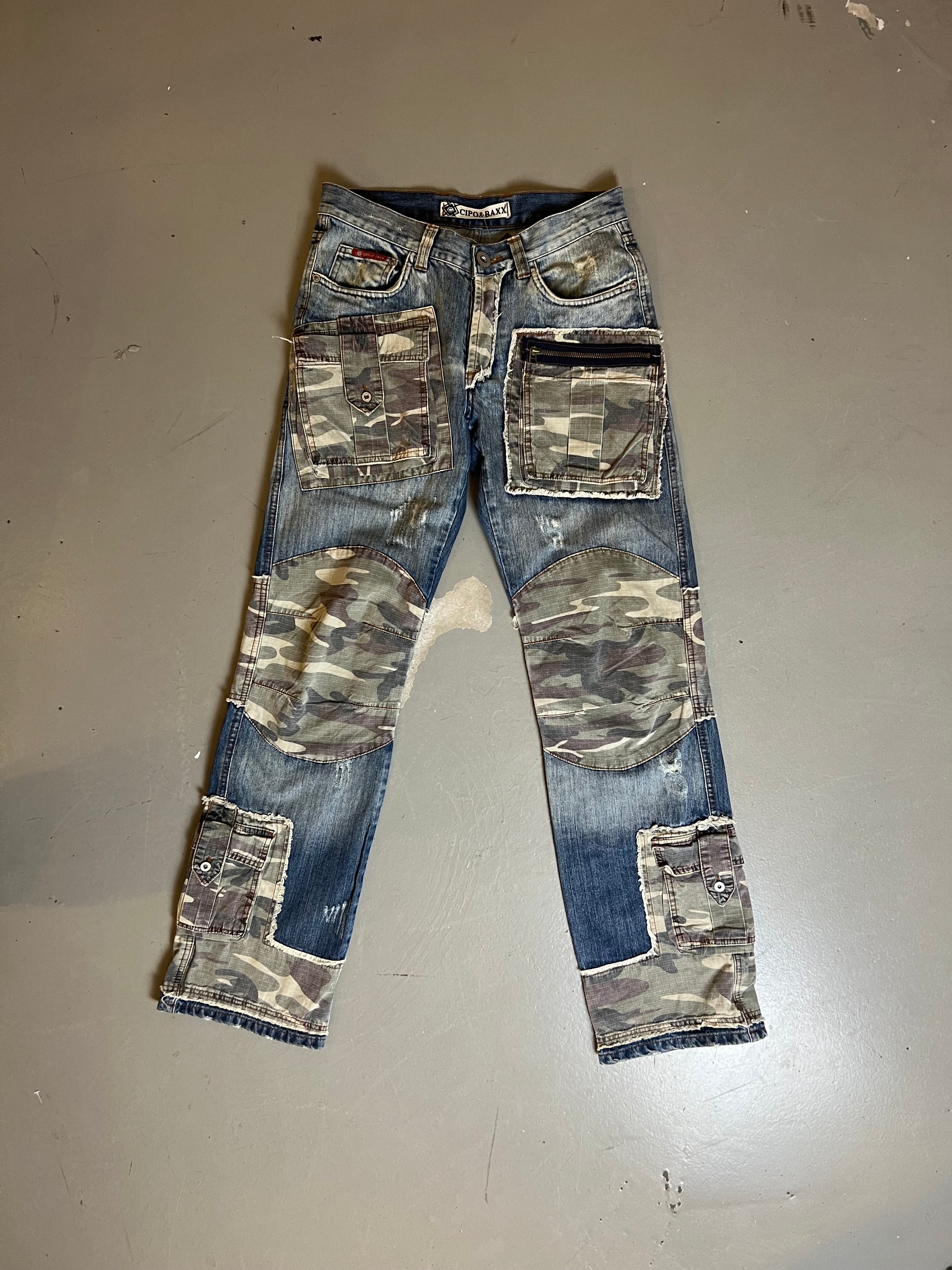 Vintage Camo Cargo Denim Pants L