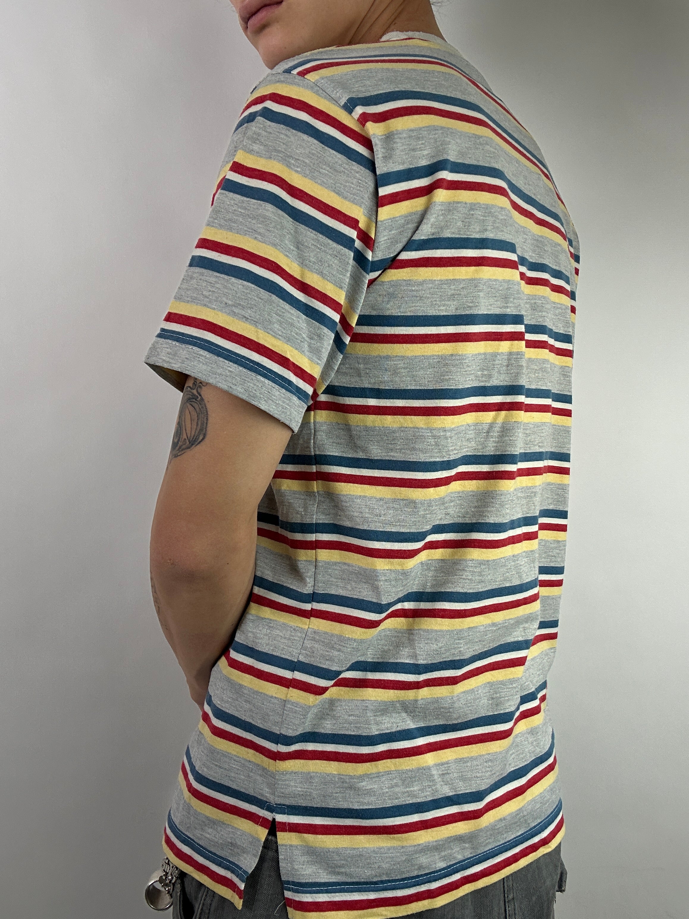 Vintage Lacoste Colorful Striped T-Shirt M