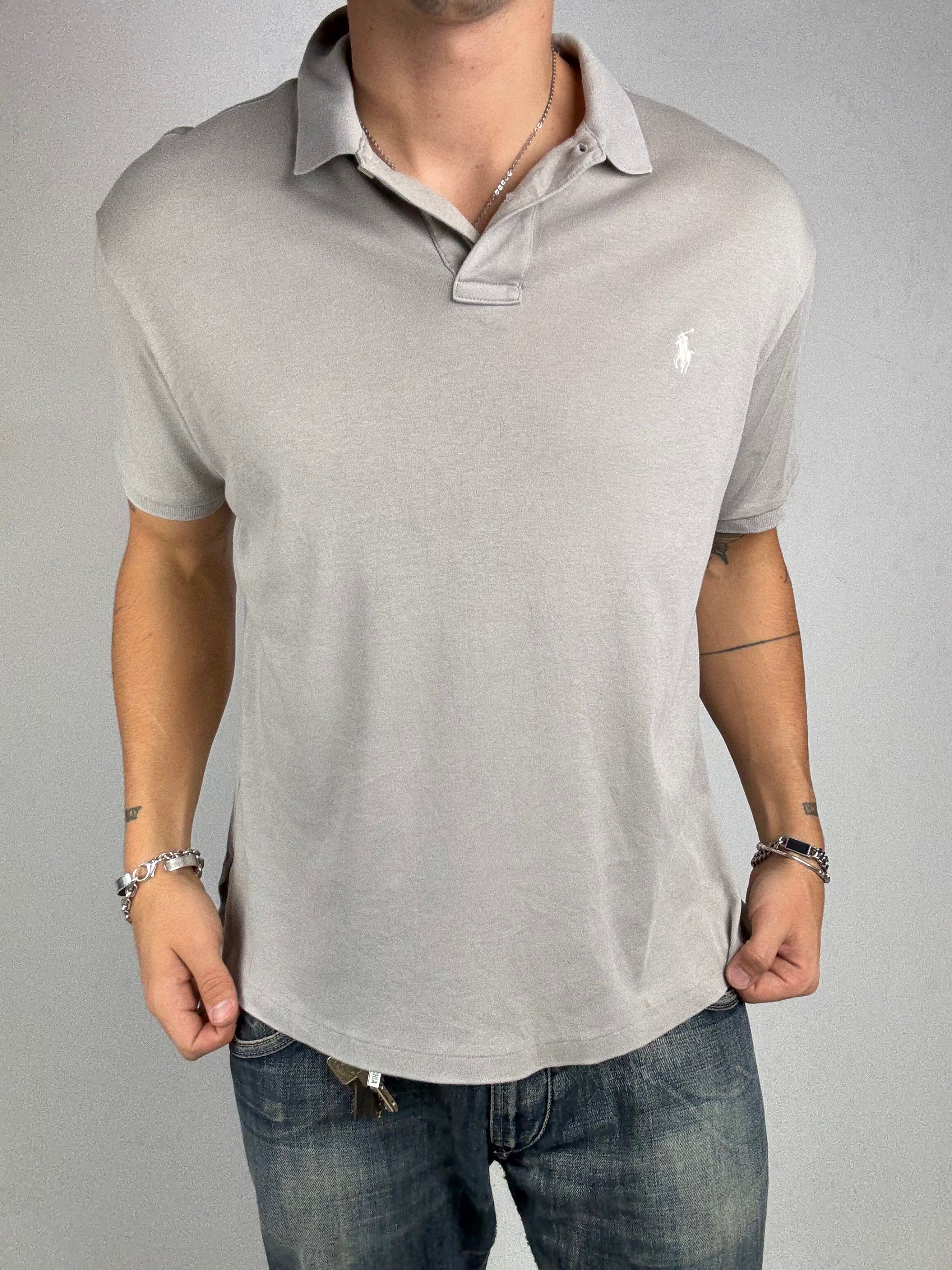Tragebild von Vintage Polo Ralph Lauren Light Grey Shirt von vorne