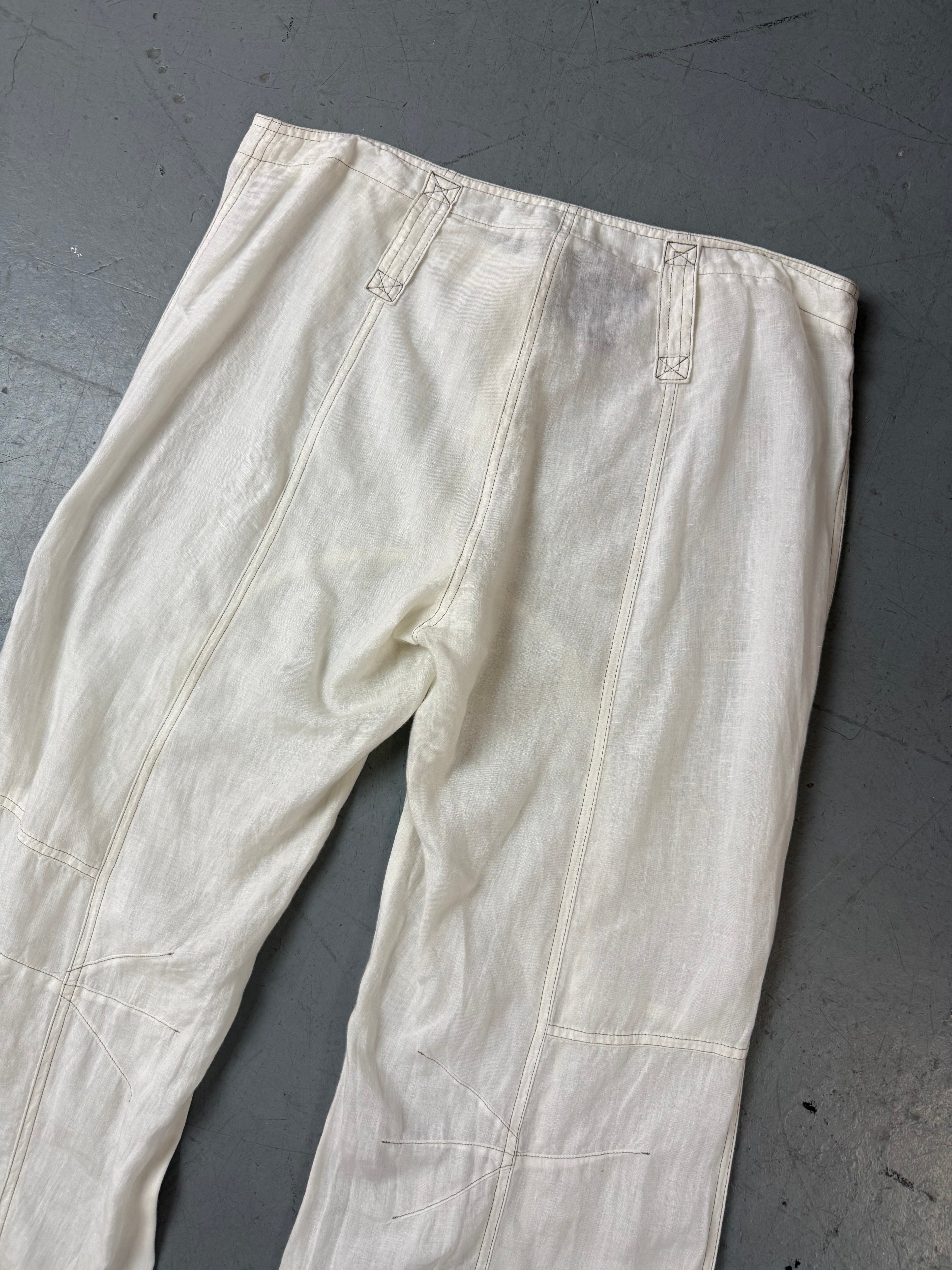 Vintage Max&Co White Linen Pants für Herren. Secondhand Y2K 2000s Fashion