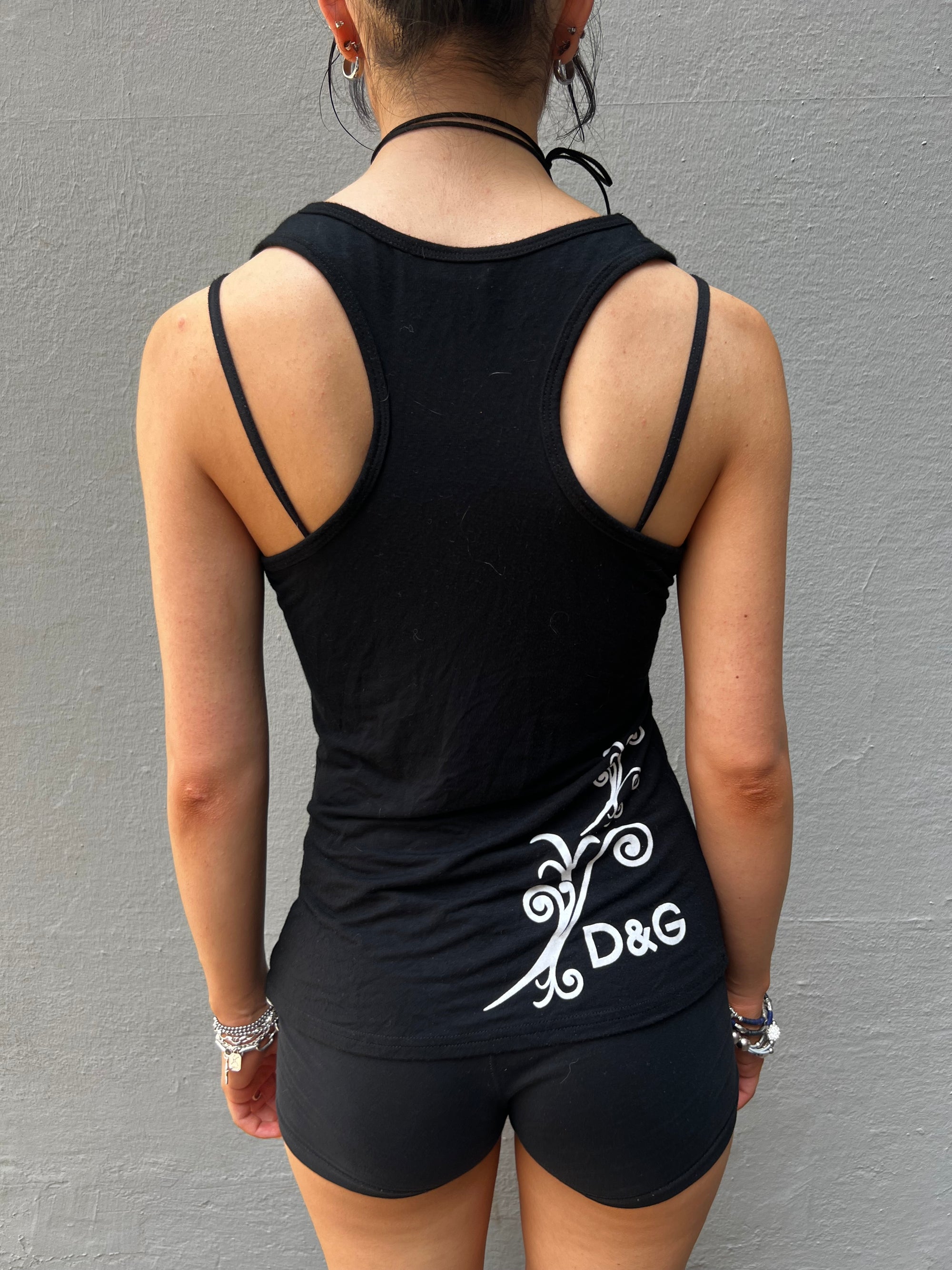 Vintage Black Dolce&Gabbana Rhinestone Top S