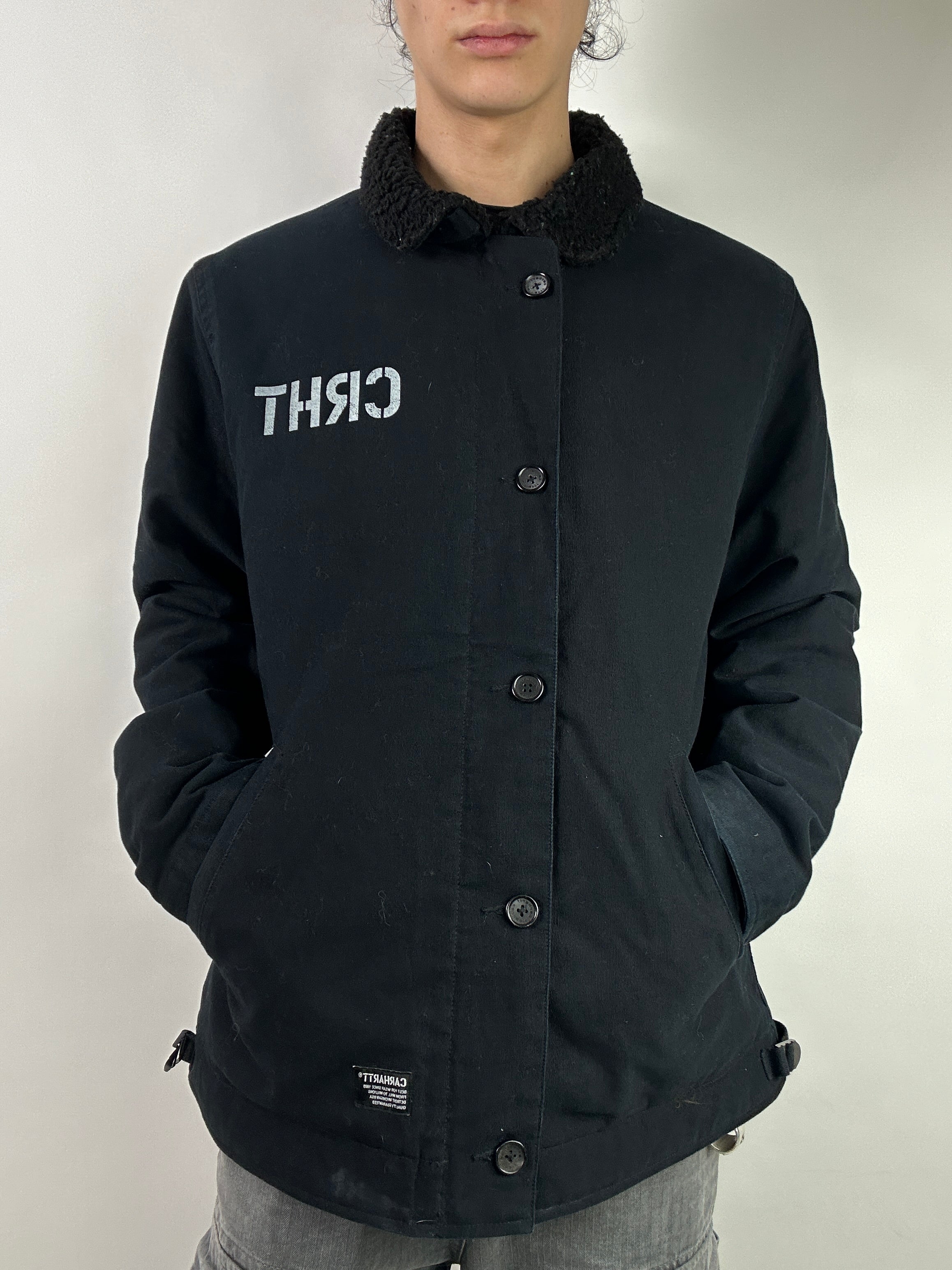 Vintage Black Carhartt Button Up Workwear Jacket XL