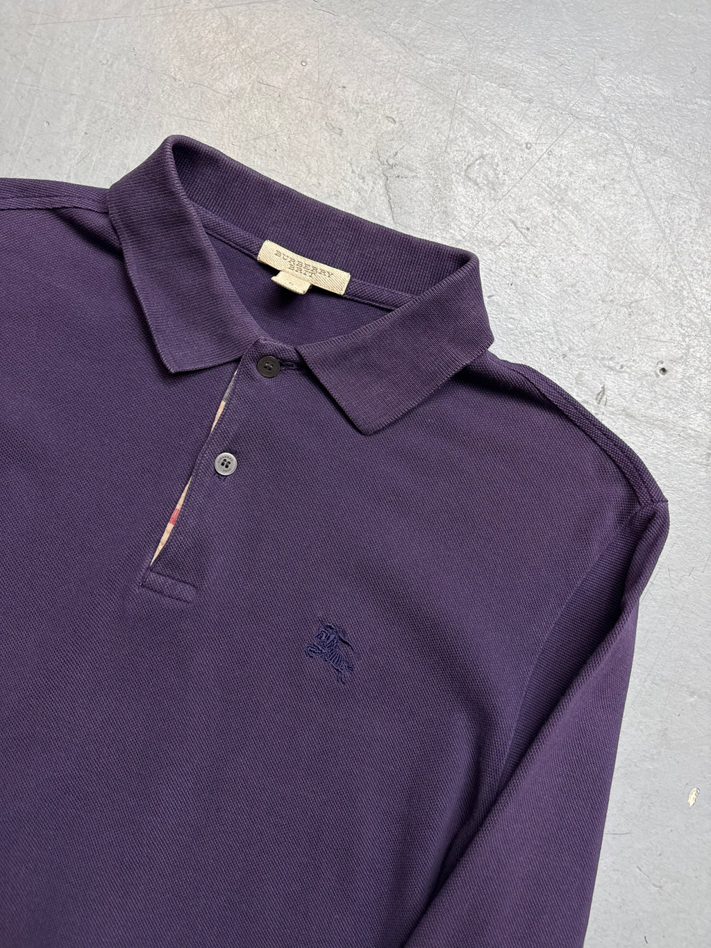 Vintage Burberry Purple Polo Longsleeve for men’s. Y2K Second Hand 2000s Fashion 